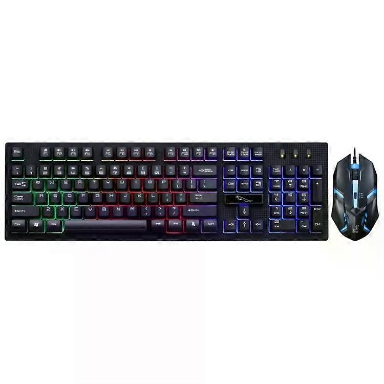 Wired Mechanical Keyboard & Optical Mouse Kit-1600 DPI,Glowing,Black Black