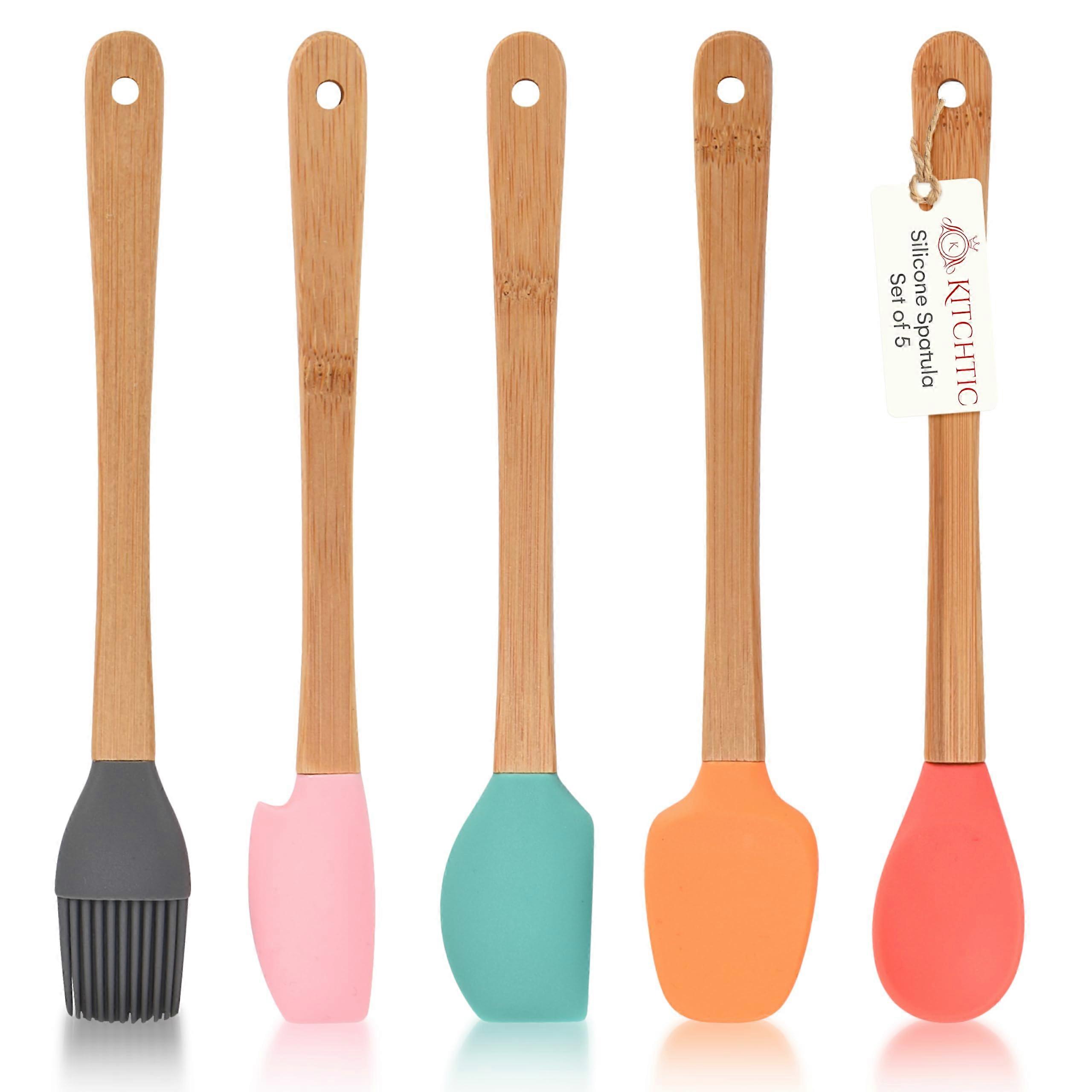 Mini Silicone Spatula Set Small Size Heat Resistant Dishwasher Safe Jar Scraper Spatulas For Cooking And Baking