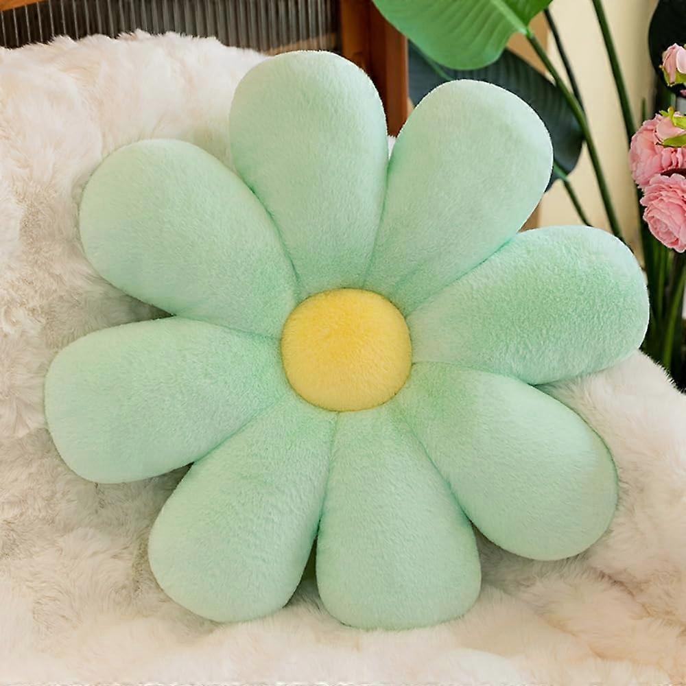 Pink Flower Pillow Soft Daisy Flower Shaped Throw Flower Pillow Floor Cushion Chair Cushion Aesthetics (Green,23.6in)