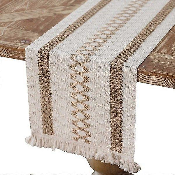 Cotton Linen Table Runner Hessian Table Runner with tassels for 30*275cm