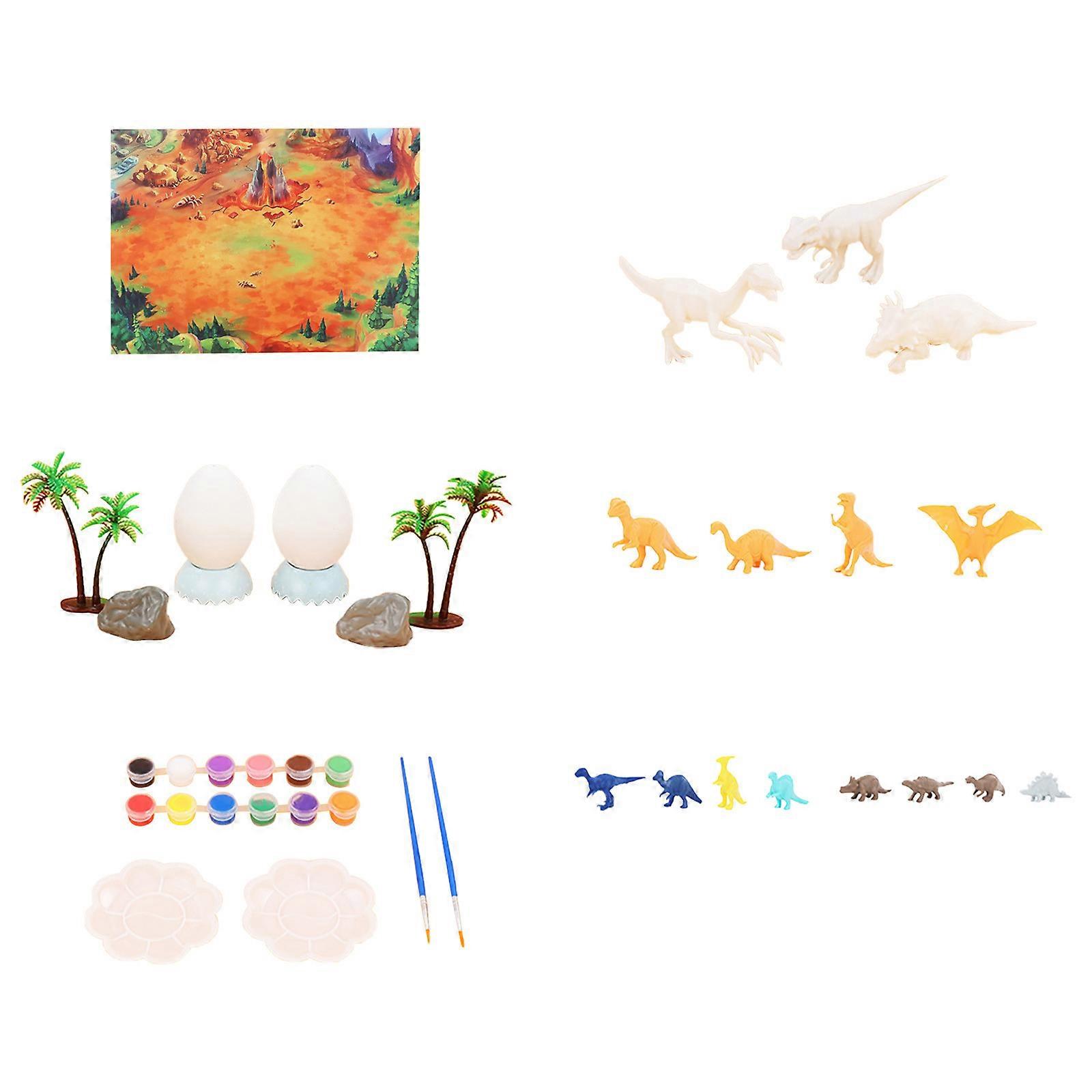 Simulation dinosaur model children diy painted graffiti T yrannosaurus r e x set Travel Clay
