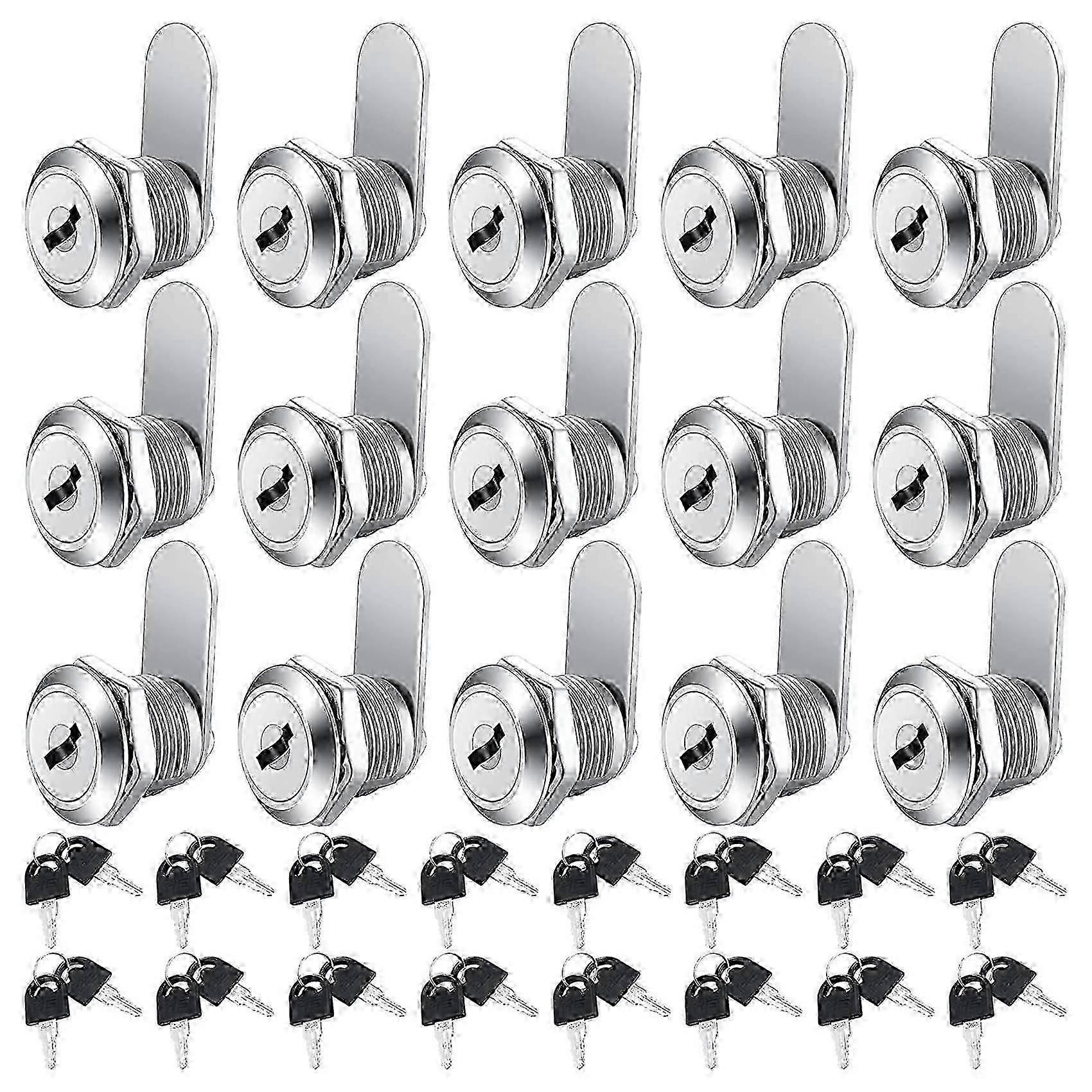 16 Pieces Cabinet Cam Lock Keyed Alike Cylinder Cam Lock 5/8 Inch Zinc Alloy Drawer Lock Secure File Cylinder Lock Keyed