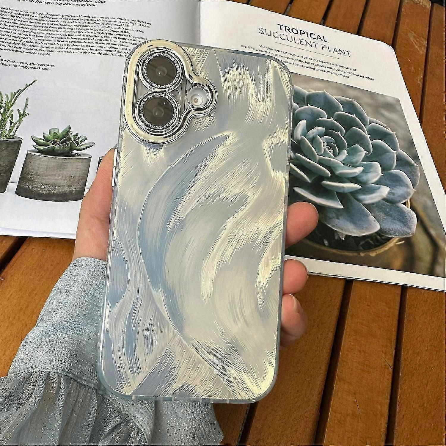 For iPhone 16 Case Silk Pattern Protective TPU+PC Phone Cover