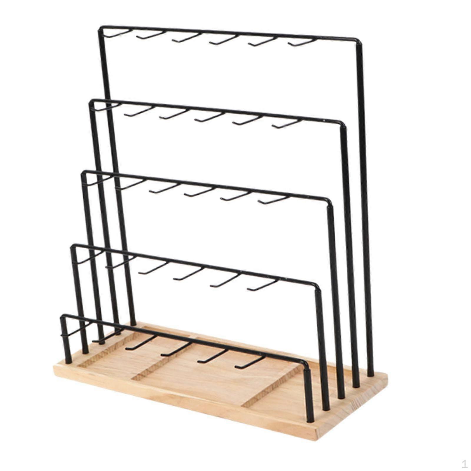 5 Tiers Earring Display Stand Holder Jewelry Hanger Rack Easy Assemble Tabletop with Hooks for Home