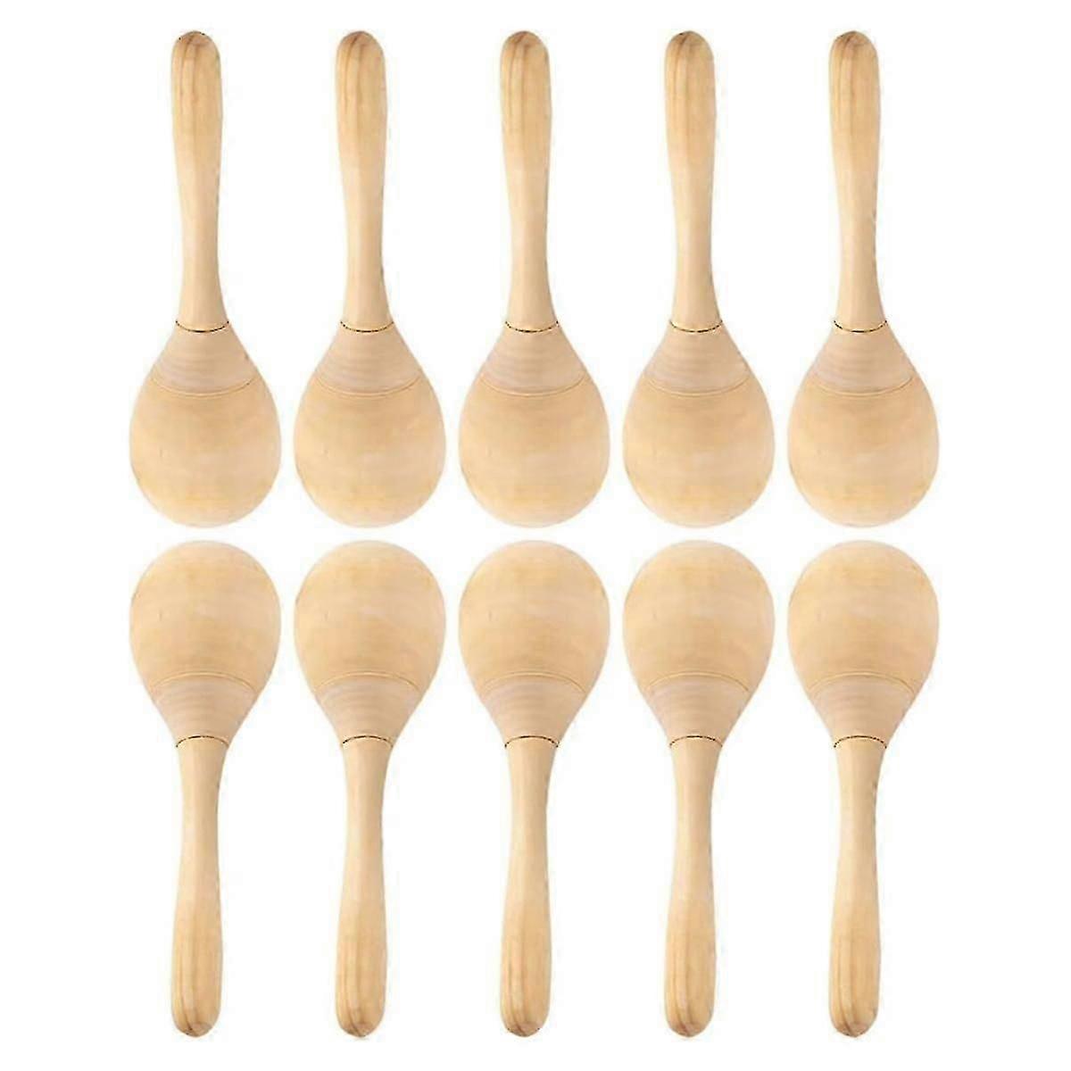 10件沙槌手敲击摇铃DIY木沙槌，带有清脆的吹奏声音，适合音乐派对礼品