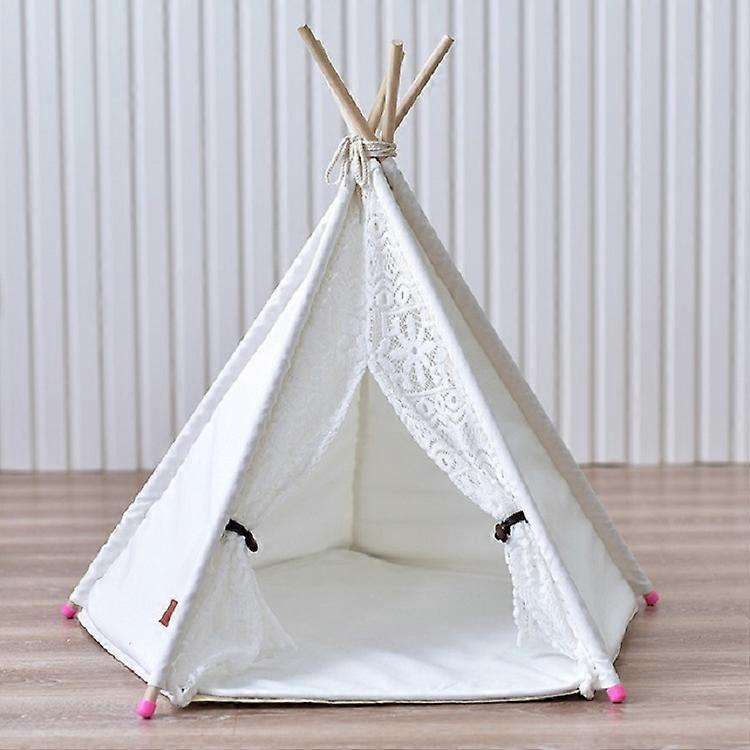Removable and Washable Canvas Fabric Pet Nest Pet Tent 40x40x50 cm Spiked Lace (without Pad)