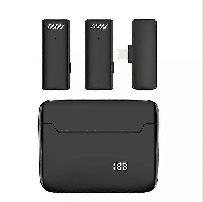 S13デュアルマイク8ピンインターフェースワイヤレスラベリアノイズキャンセリングマイク充電ケース付きS13デュアルマイクブラック8ピンインターフェース