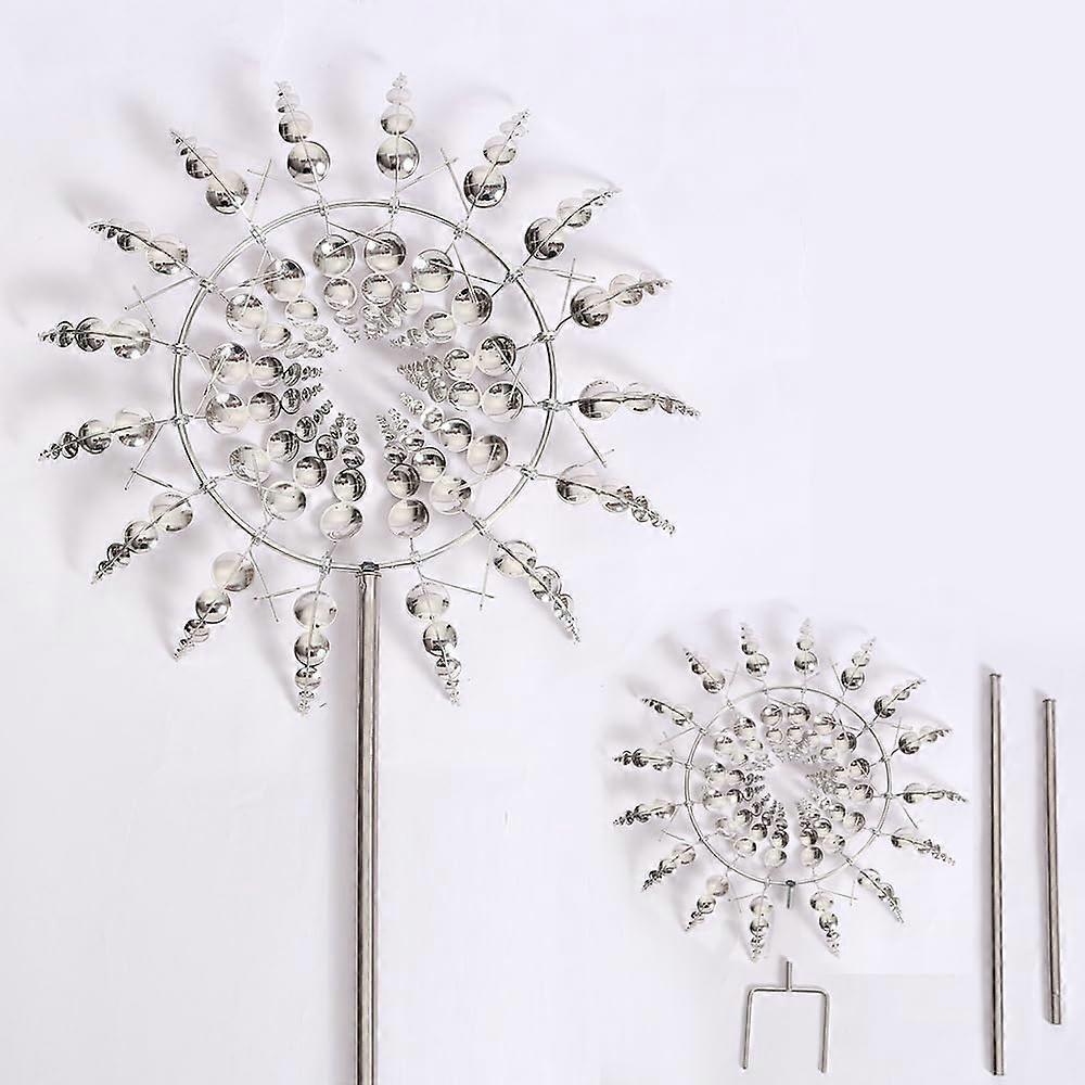 Metal Windmill, 3D Sunflower Magic and Uniqu Wind Dynamics Spinner, 360° Dual Rotor Kinetic Windmill