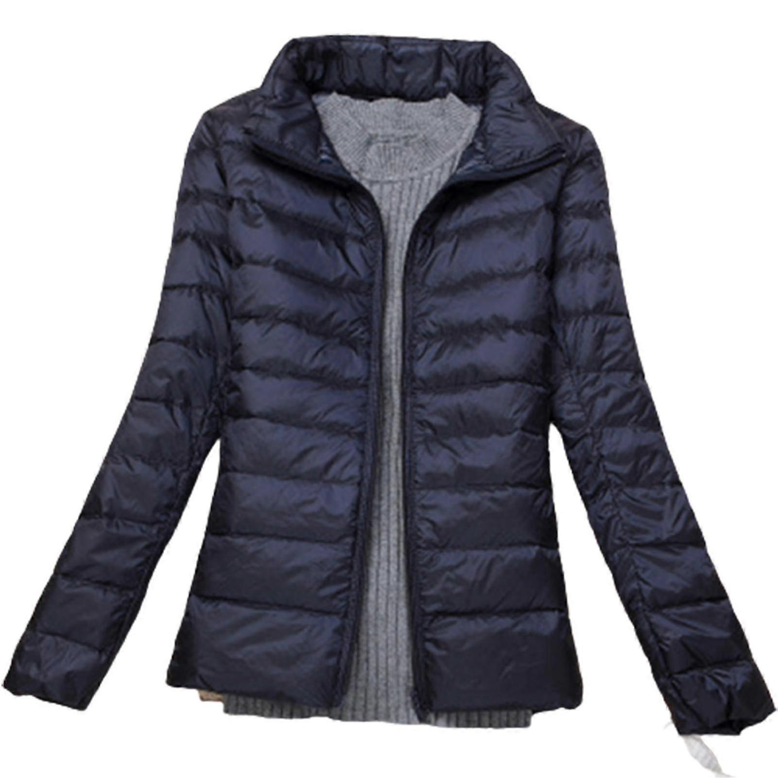 Kvinnors Vinterjacka Stand Collar Zip-Up Dun Kappa För Fritidskläder