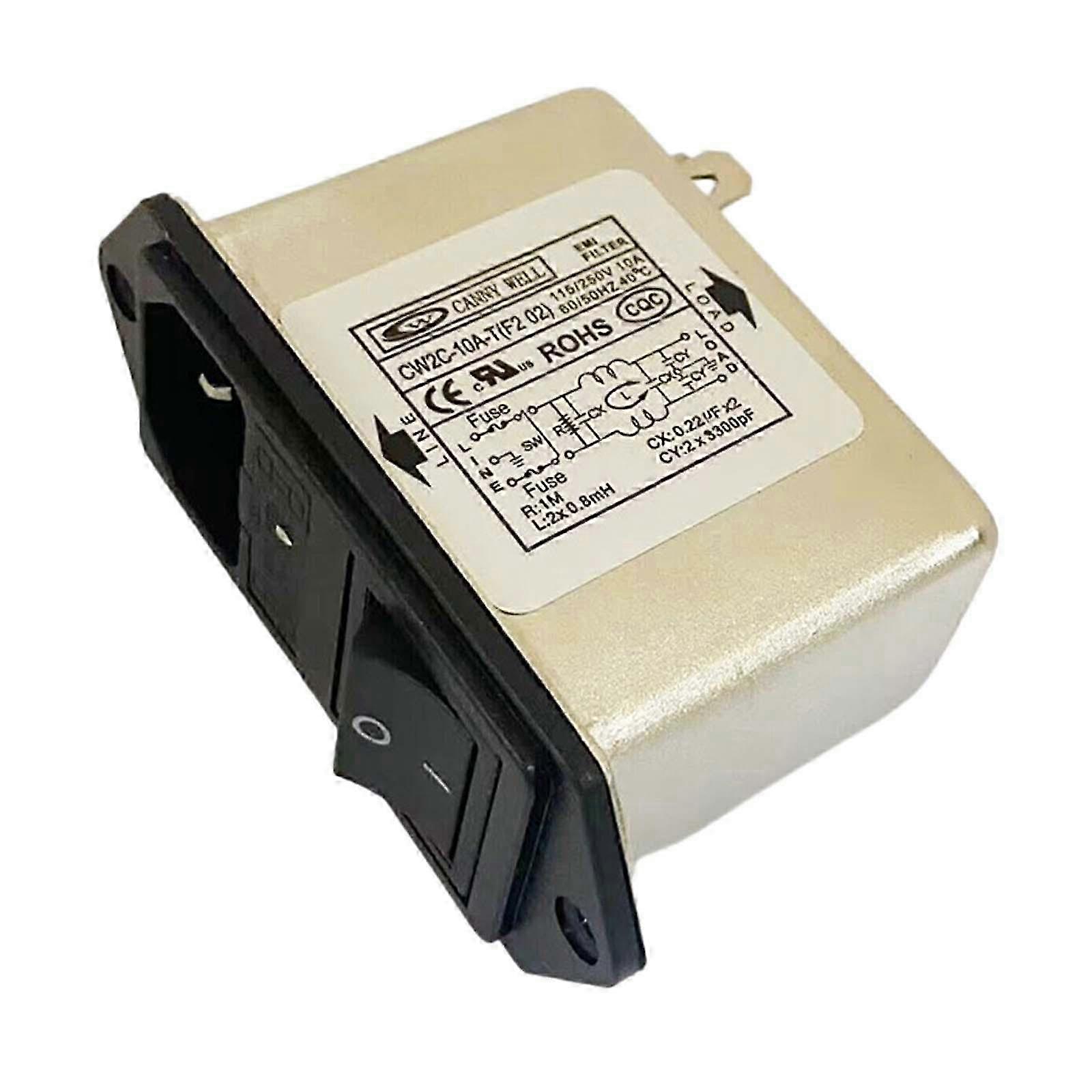 Single Phase EMI Power Filter with Switch, Durable Wall Plug Adapter 1-Piece