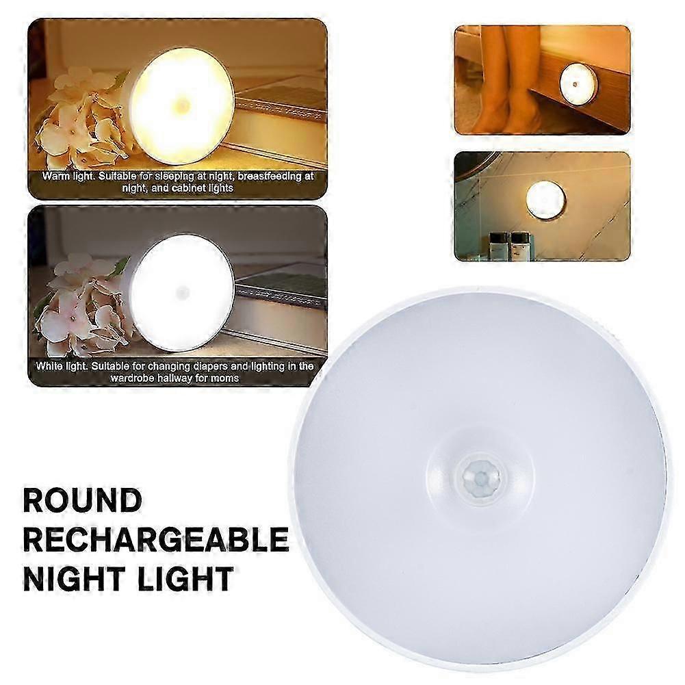 LED Motion Sensor Light PIR USB Rechargeable Portable Cabinet Stair NightLamp