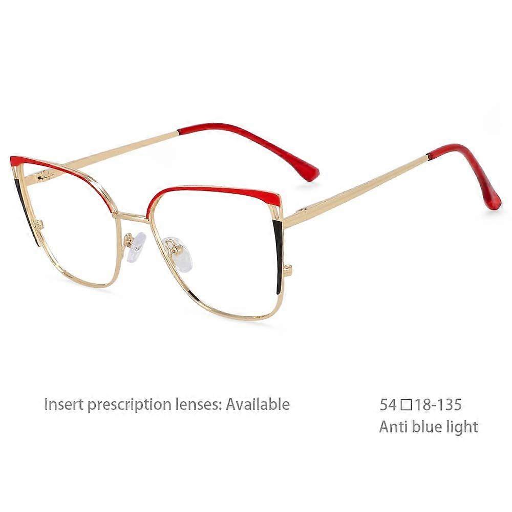 54427 Fashion Bule Light Blocking Metal Optical Prescription Glasses Frames Women New Style Computer Eyeglasses