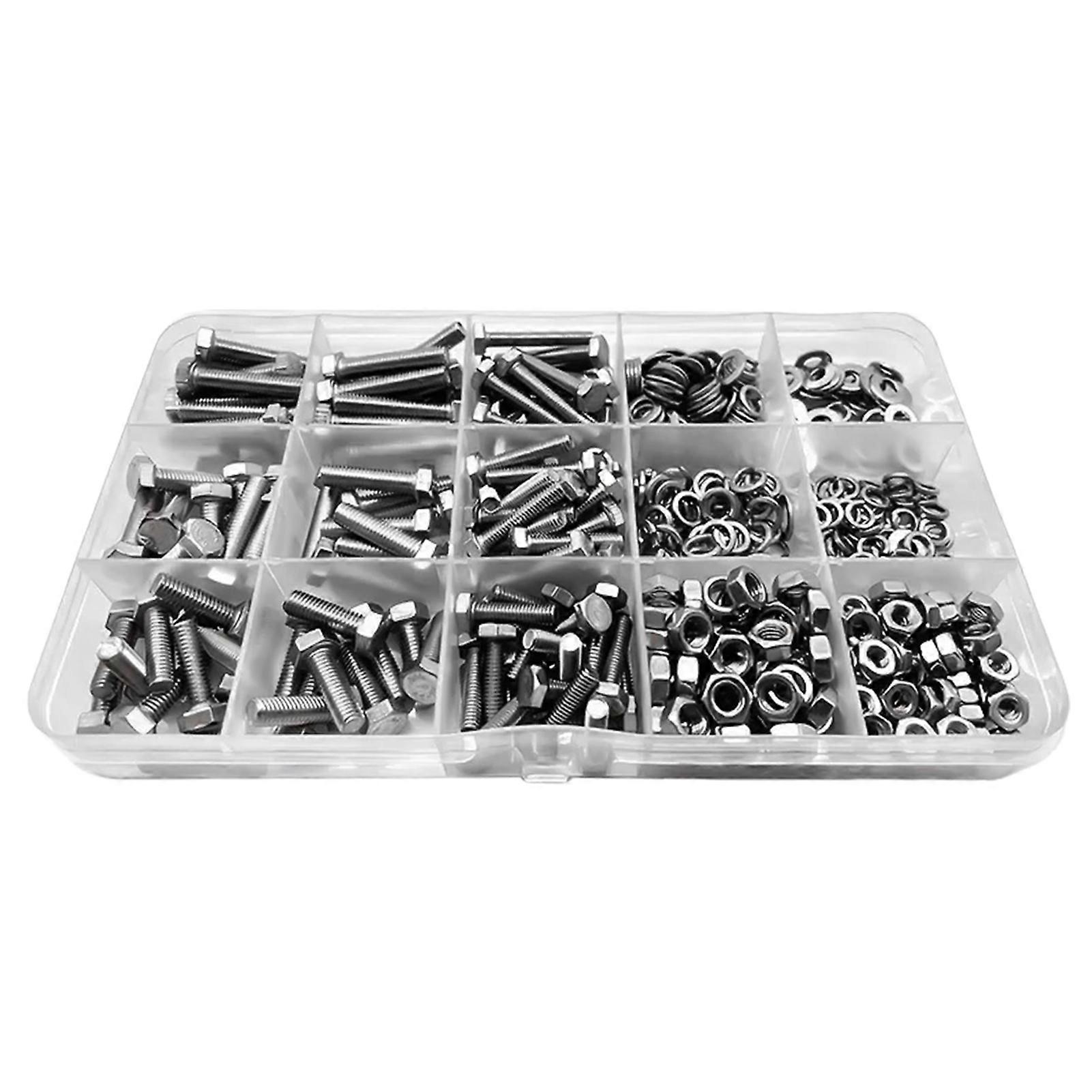 Stainless Steel Hex  and Nut Kit Fully Threaded Machine Screws with Washers