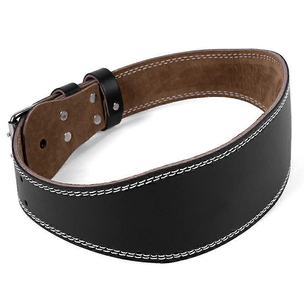 Men Women Faux Leather Weight Lifting Belt Double Prong Design Adjustable Lumbar Support Waistband for Gym Use