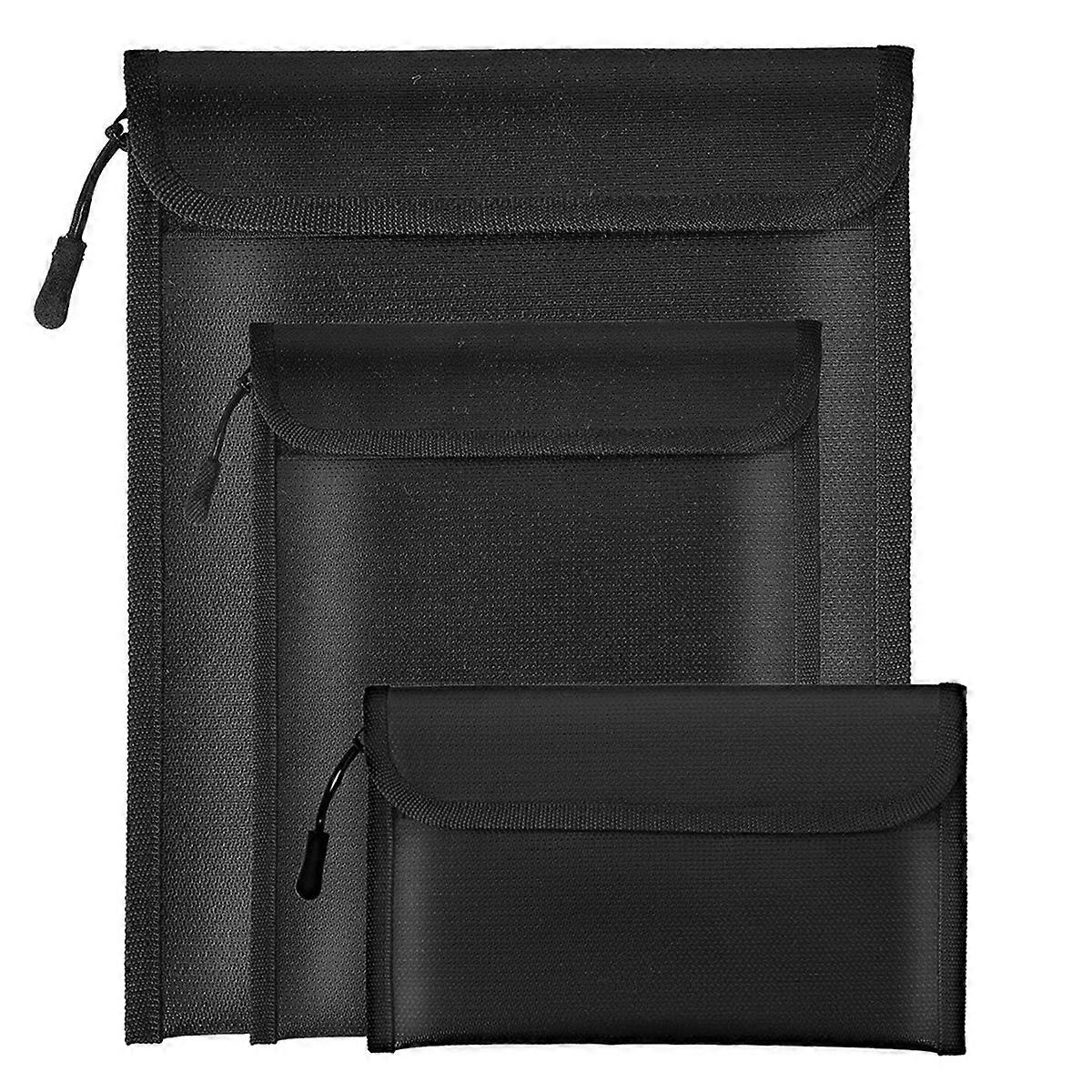 Fireproof Waterproof Document Bag 2000℉-3Pack Fireproof Bags for Cash/Documents with Locking Zipper,