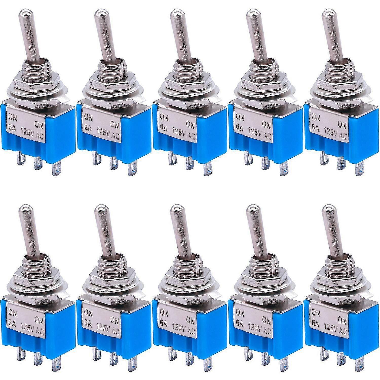 10Pcs SPDT Mini toggle Switch 3-Pin 2 Position ON/ON Miniature toggle Switch 6A 125V AC toggle Swit