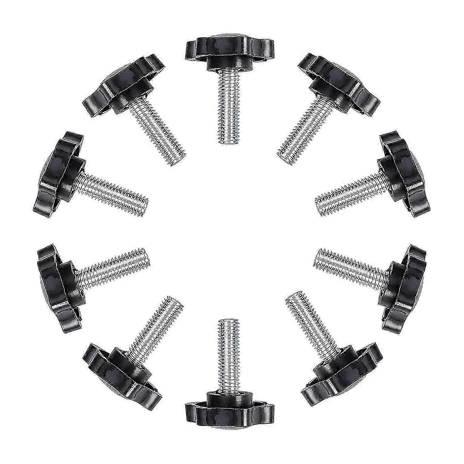 10 Pack Durable Plastic Star Head Threaded Knurled Screws, Iron Handle Knobs, Machinery Latch Clamp Screws, M6x25mm