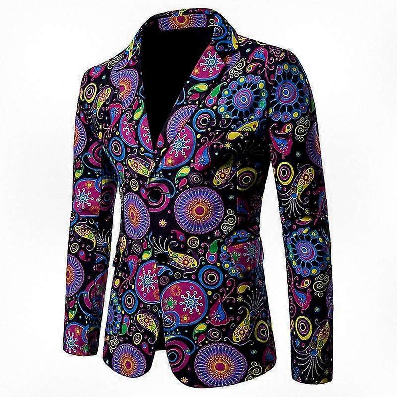 Men's Floral Print Suit Blazer 2 Button Casual Sport Coat for Formal Wear