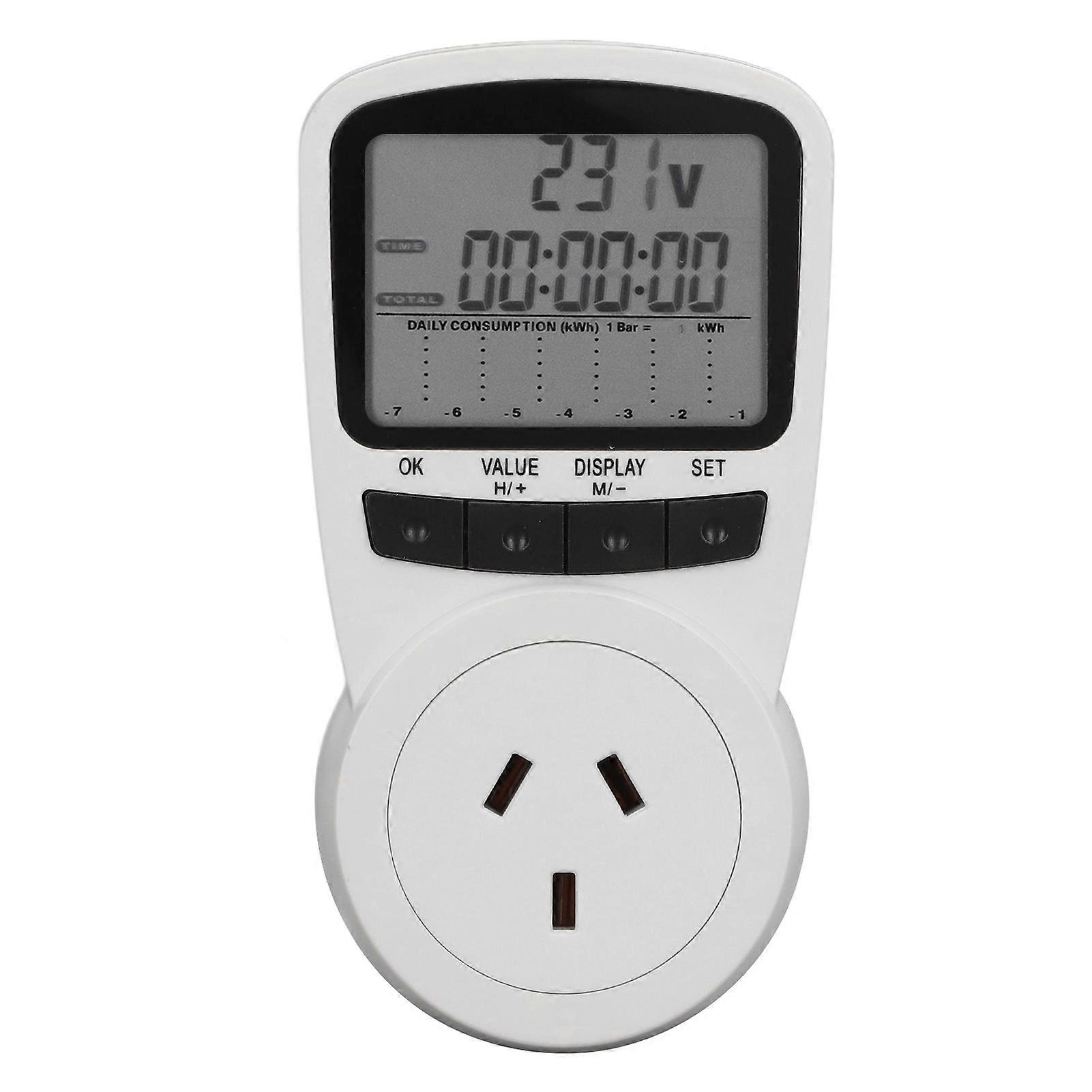 Socket Power Meter Smart with LCD Overload Protection Electricity Usage Monitor for Home