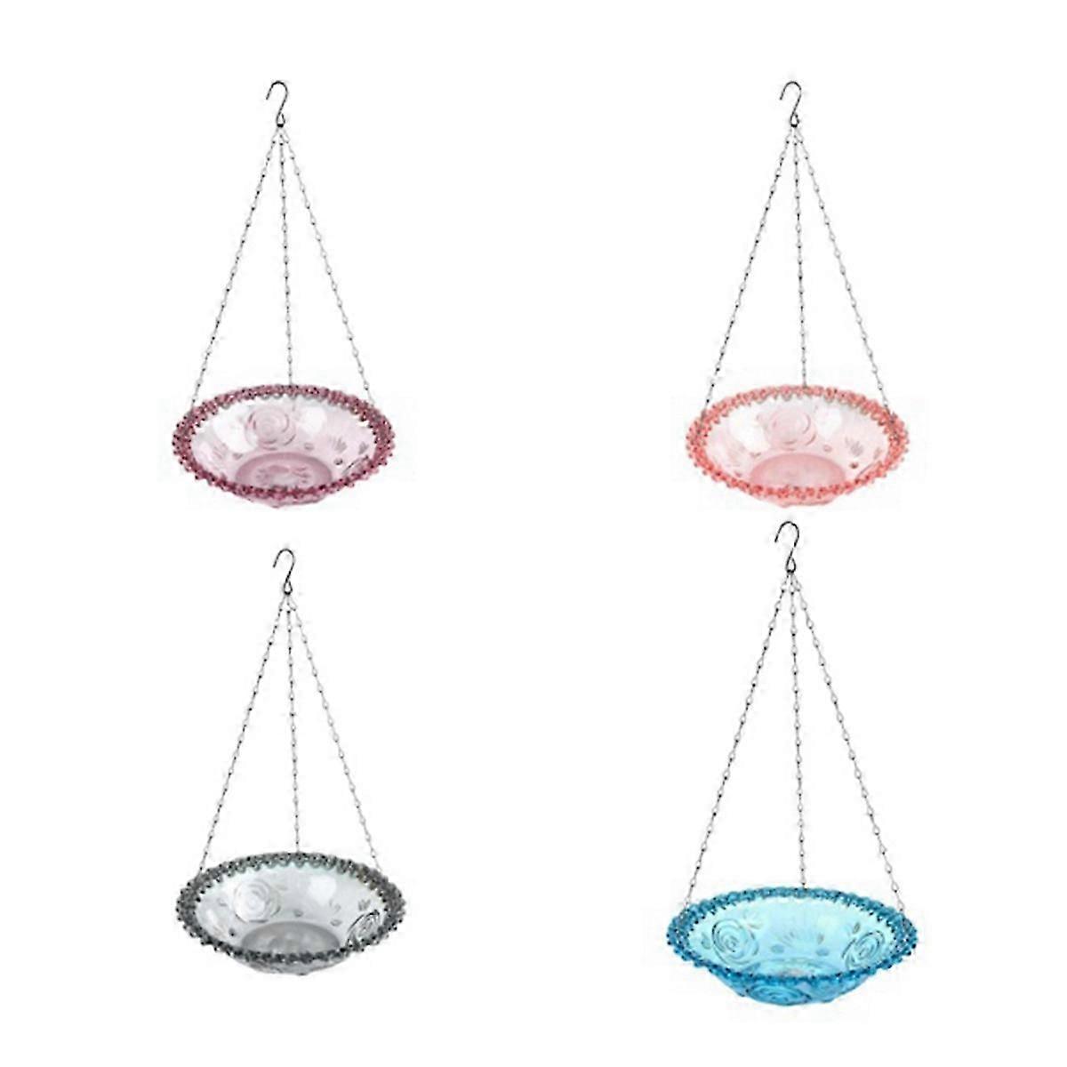 Bird Flower Shaped Hanging Bird Feeder Birdbath E