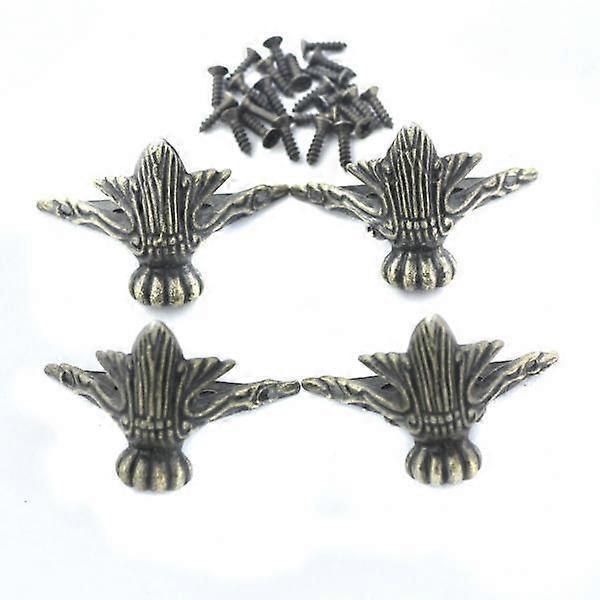 4x Pack of 4 Bronze Alloy Decorative Corner Brackets for Chest Case 30mm