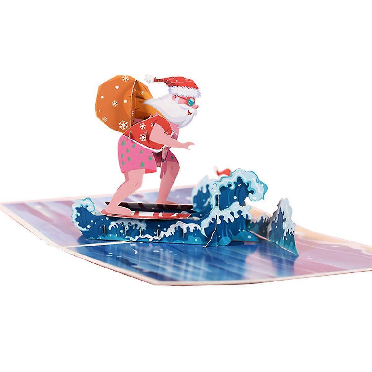 2pcs cartoon 3D  tree snowflake Santa Claus blessing gift message card