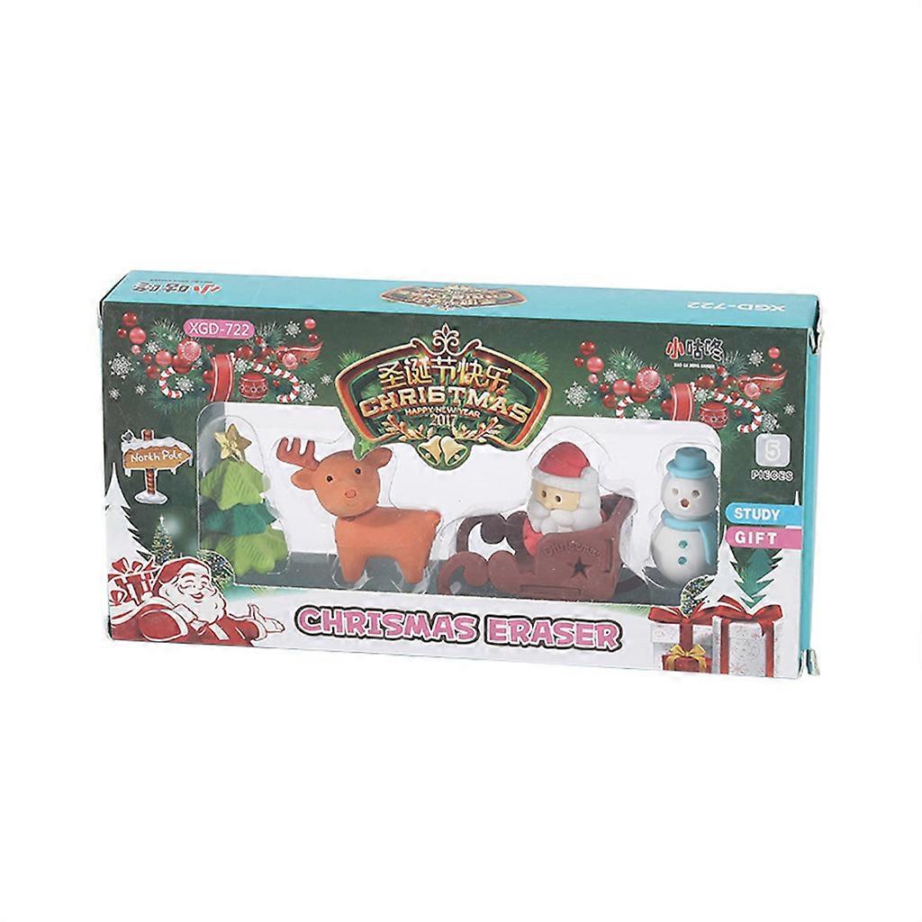 4 Pack Xmas Pull Apart Erasers for Kids Puzzle Toy Snowman Santa Claus Tree Reindeer for Class Reward Prize Treasure Box