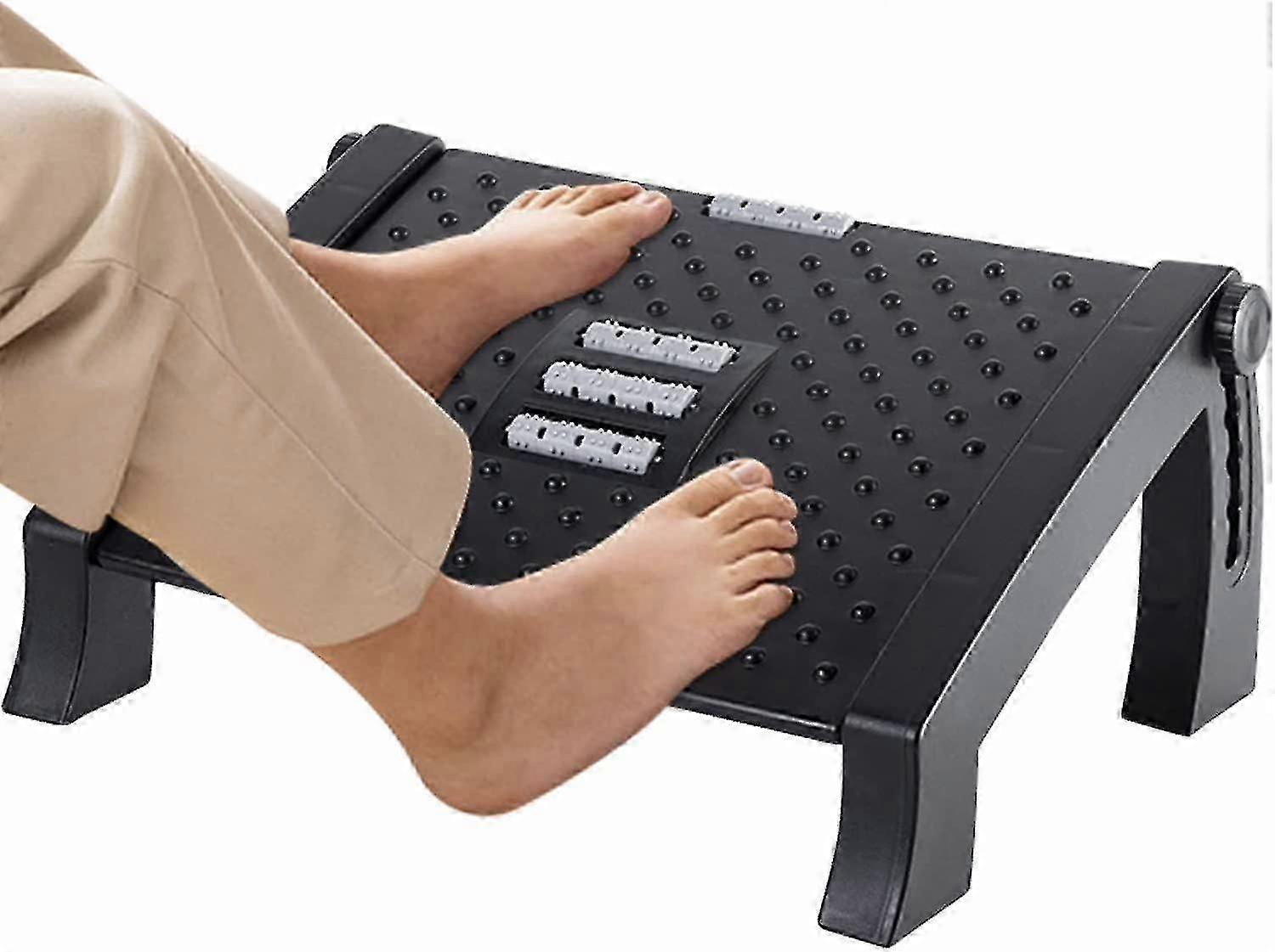 Foot Rest, Adjustable Height Foot Rest For Under Desk At Work, Ergonomic Foot Stool Under Desk For Office, Under Desk Footrest With Large Roller Massa