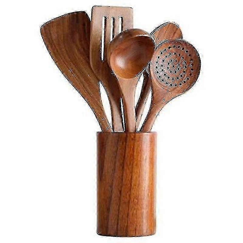Wooden Spoons For Cooking Teak Wooden Utensils Set Wood Spatula For Nonstick Cookware Kitchen Utensils Set - Ya
