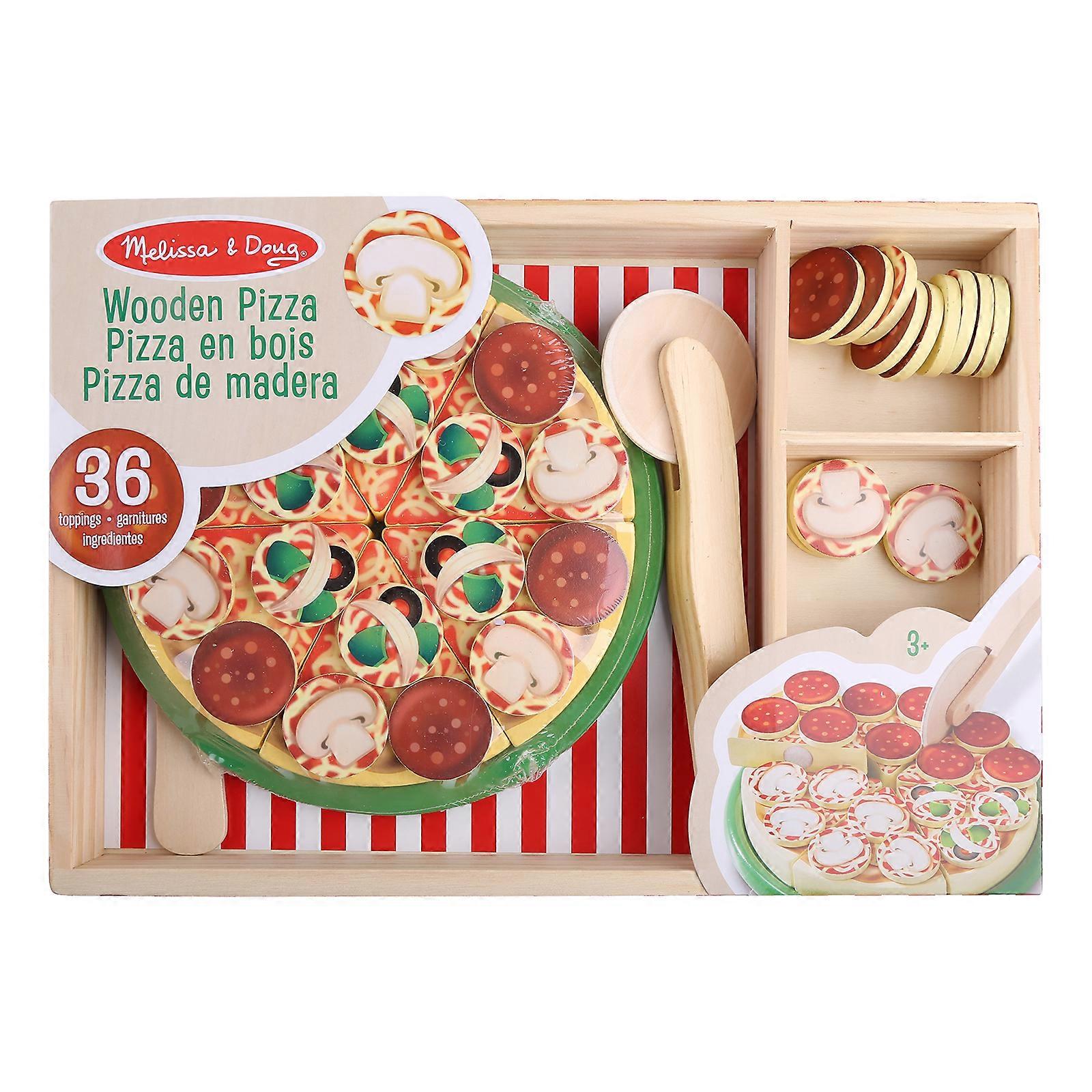 Realistic Kitchen Pizza for Play Food Pretend for Play Toy with Vegetable Slice Wooden Cooking Toy Matching Game Learnin Multicolor