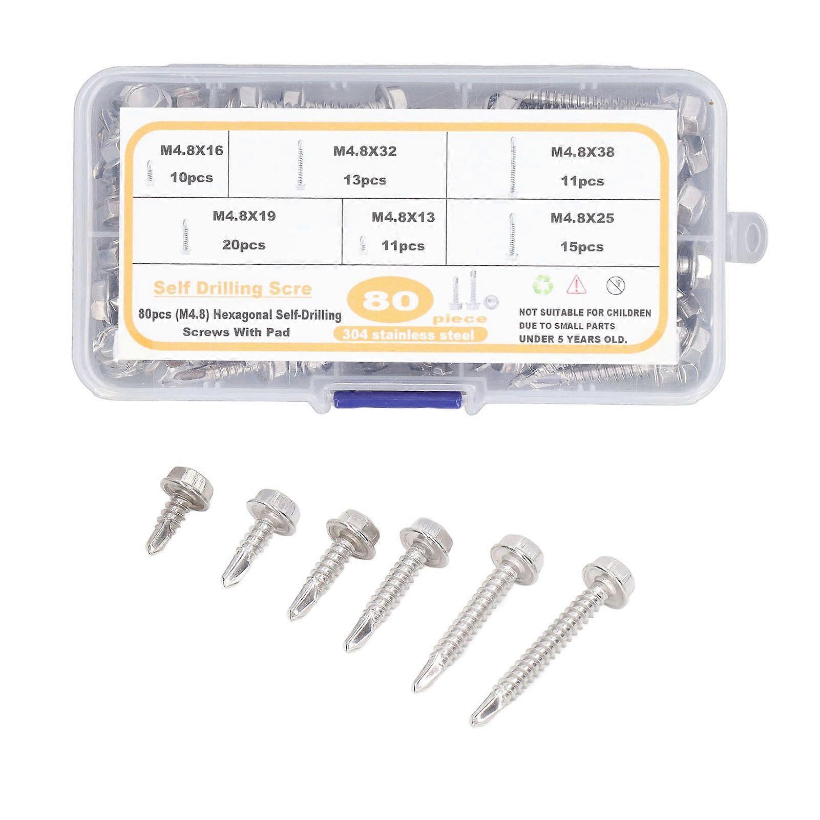 Juego de 80 piezas de alta calidad M4.8 304 de acero inoxidable (hexágono externo con