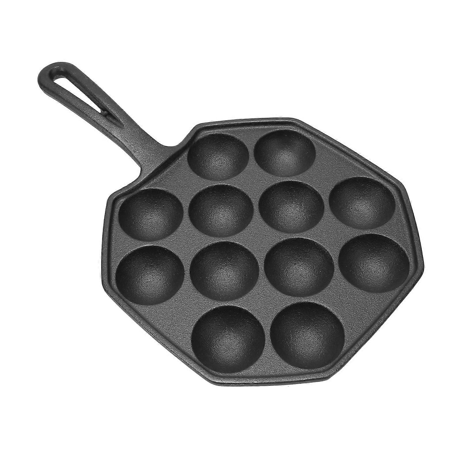 Takoyaki Maker 12-Cavity Non-Stick Cast Iron Pan for Octopus Meatballs, Durable Frying Pan for Authentic Japanese Snacks