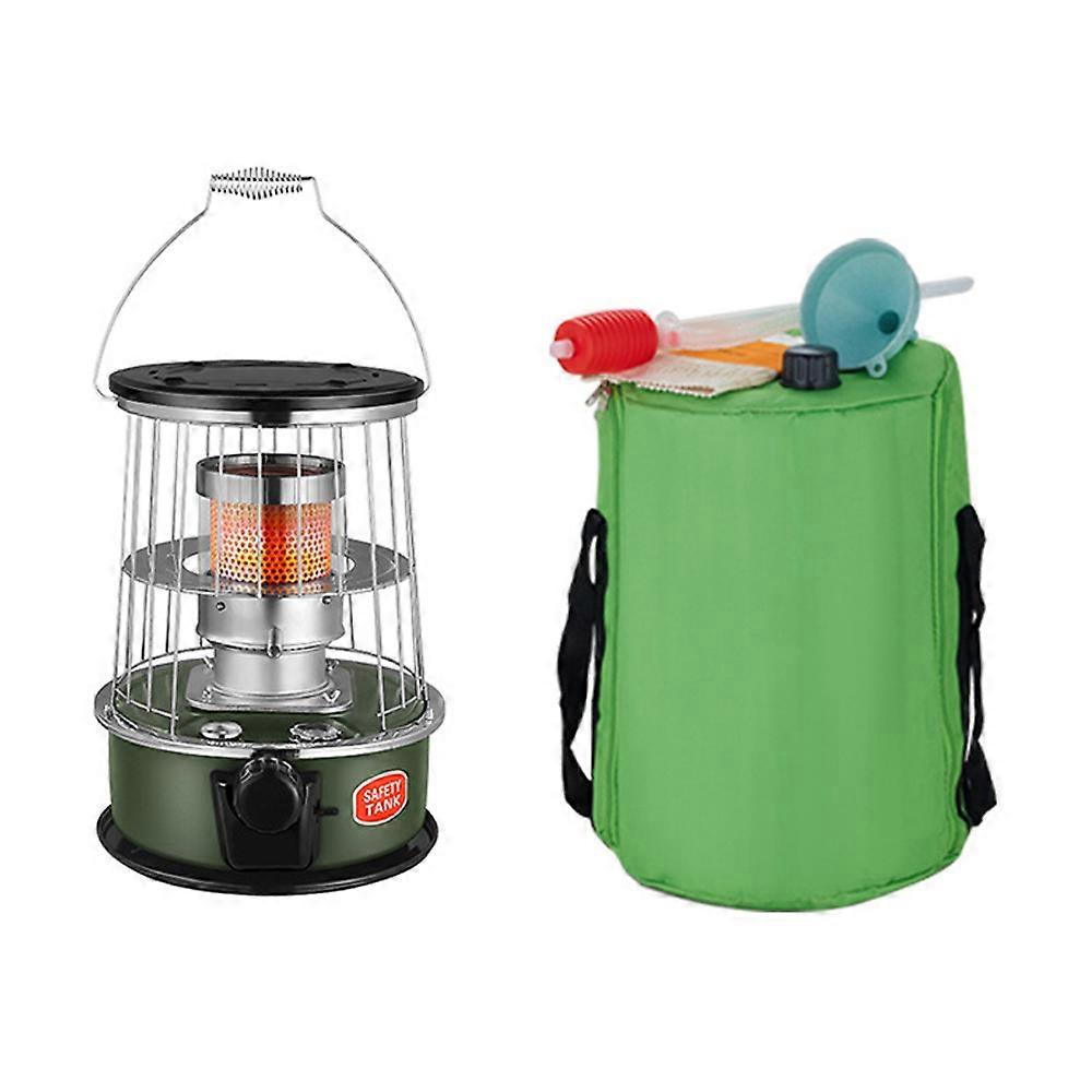 Chauffage portable au kérosène avec fonction de sécurité d’extinction automatique Réchaud chauffant de camping en plein air Conception en maille d’acier durable Green Carry Ba