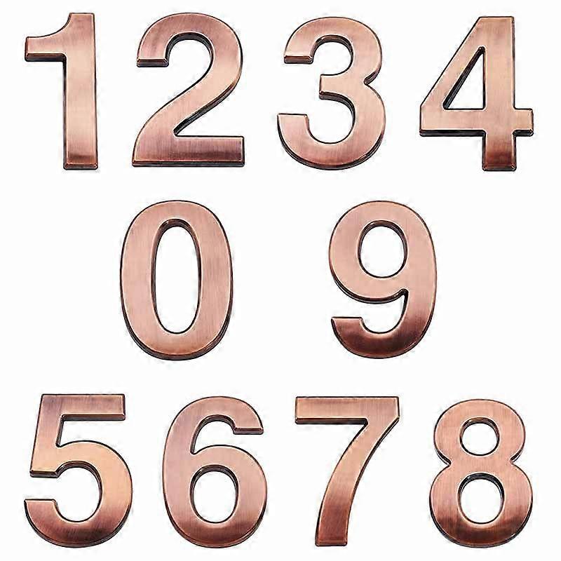 10 Pack 7cm Self-Adhesive 3D Address Numbers for House Door and Mailbox - Numbers 0-9 for Apartment, Home, Office (Antique Bronze)