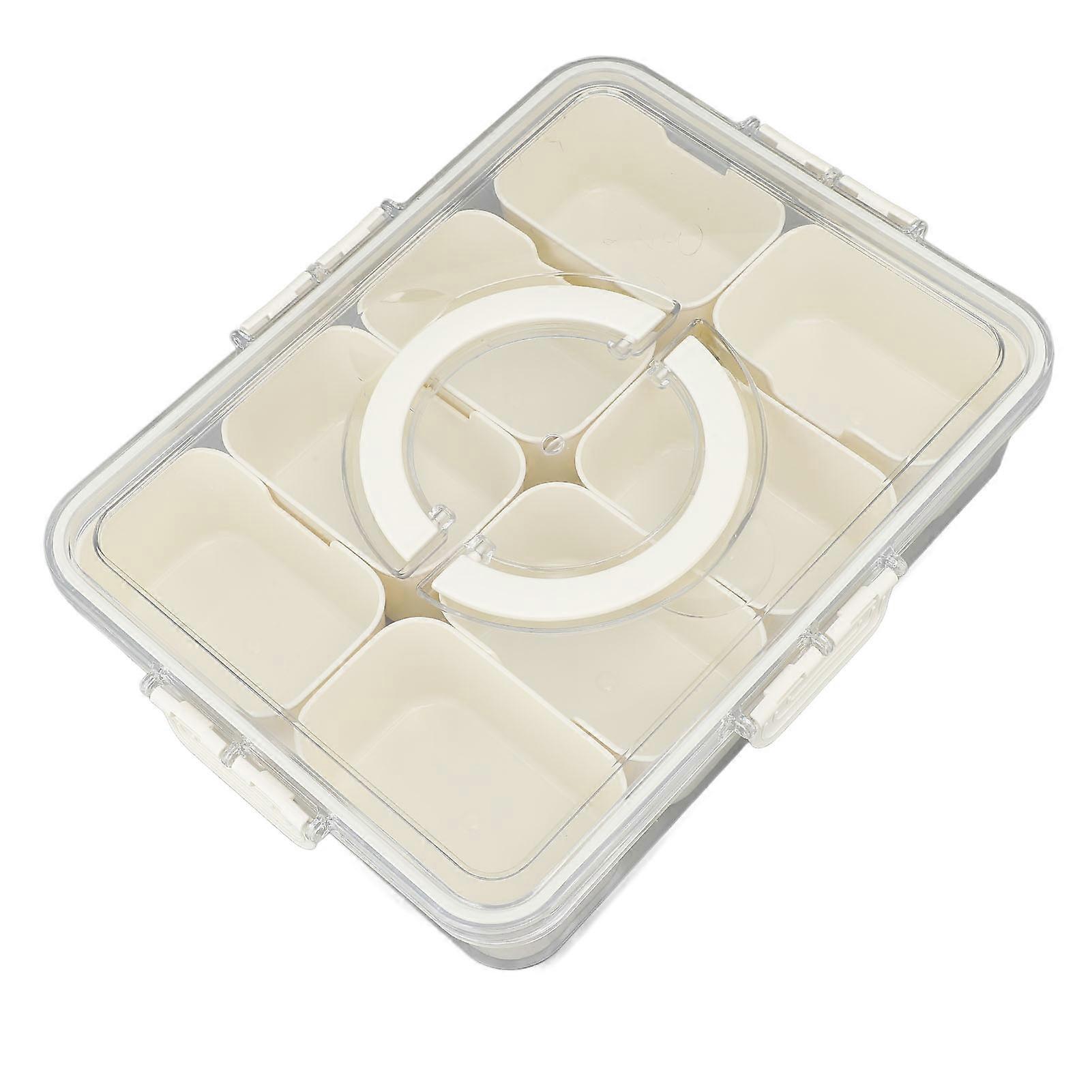 Divided Serving Tray 8 Compartments Multifunctional Airtight Plastic Spice Seasoning Platter with Lid and Handle for Home Picnic 