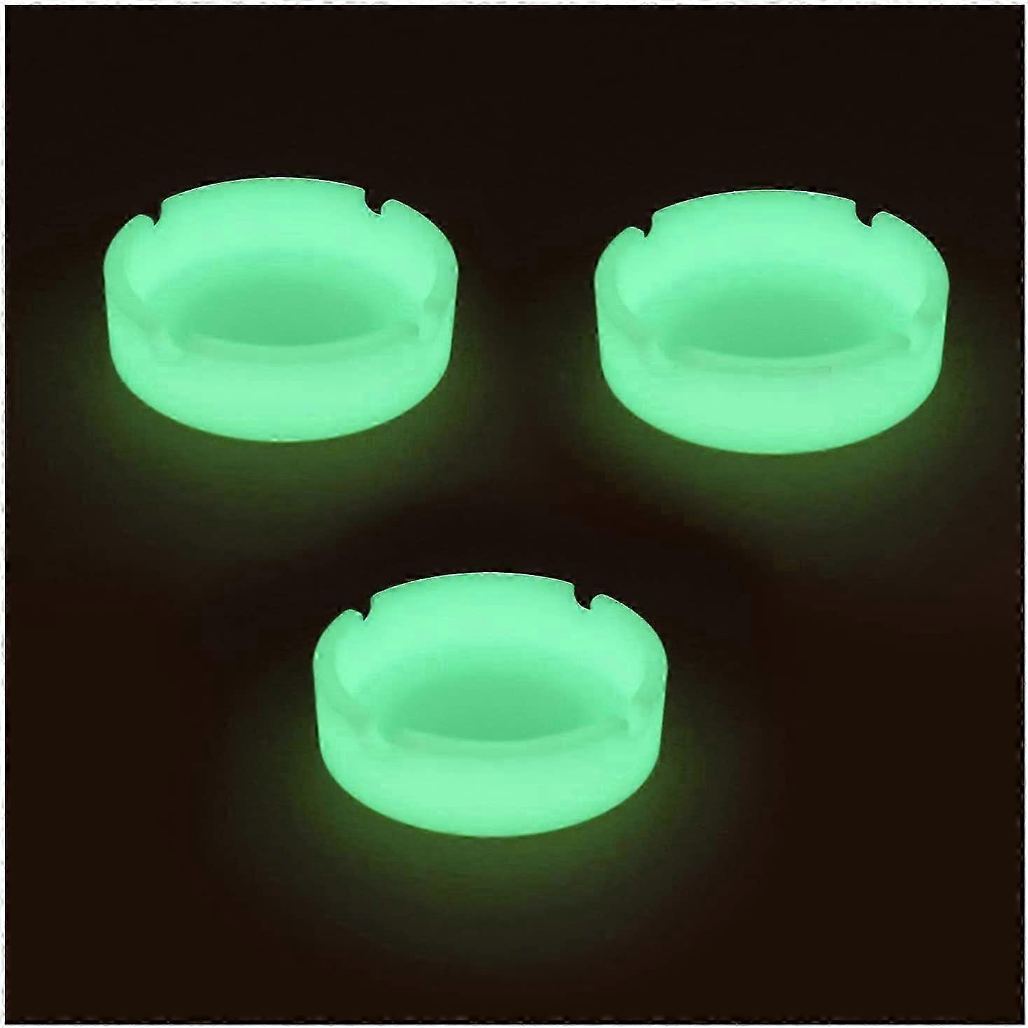 3 Pack Luminous Silicone Ashtray High Quality Silicone Rubber Round Design Heat Resistant Durable Glow in the Dark Ideal for Various Uses