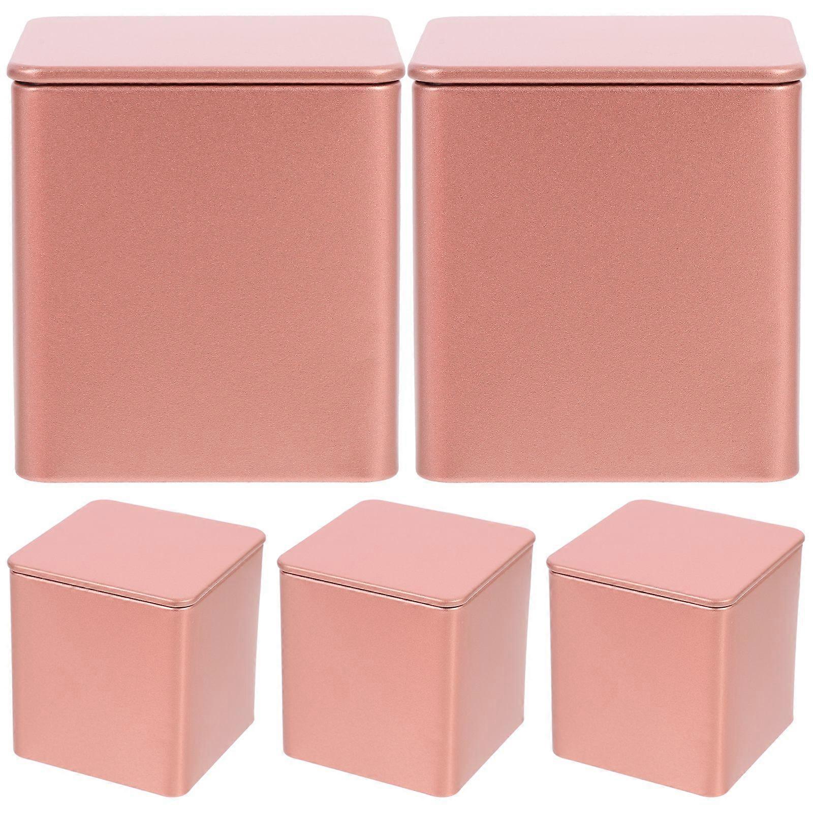 5pcs Tea Storage Holder Tinplate Tea Holder Tea Bag Container Square Candle Tin Container
