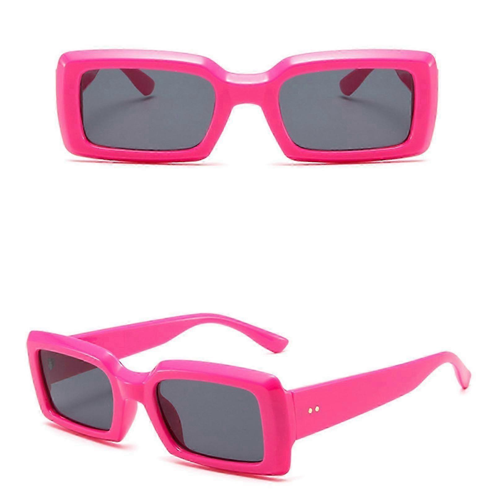 Small Square Sunglasses Thick Frame UV Protection Rose Red Ash
