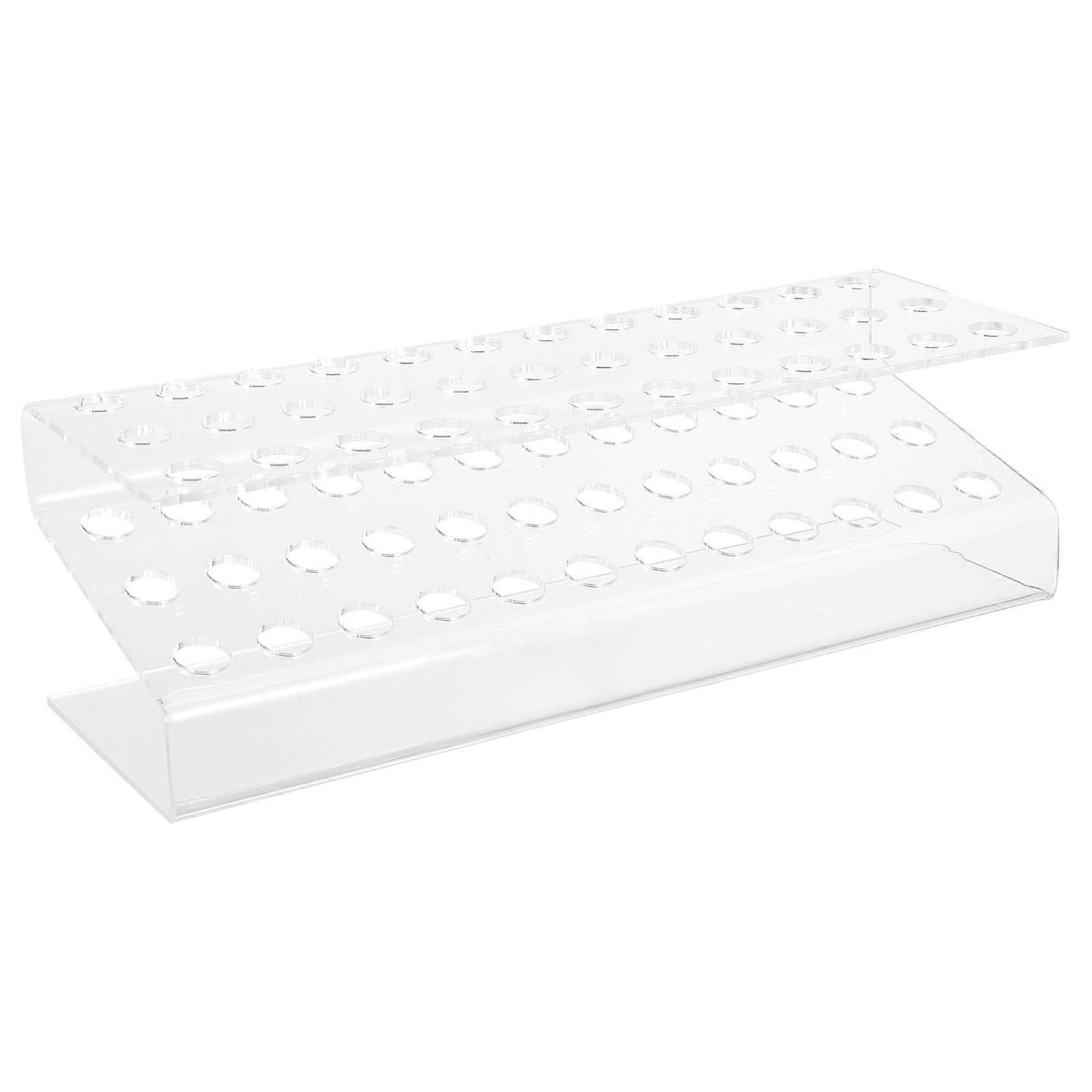 Clear Acrylic Pen Display Rack with Slots for Pencils, Eyebrow Pencils & Makeup Brushes – Desktop Organizer for Home, Supermarkets & Cosmetic Stores