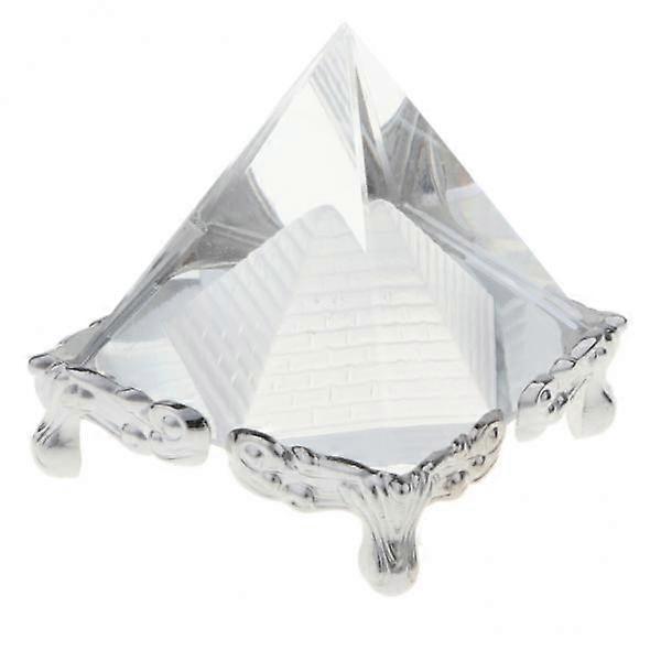 2x 3D Clear Crystal Pyramid Model with Decor Desk
