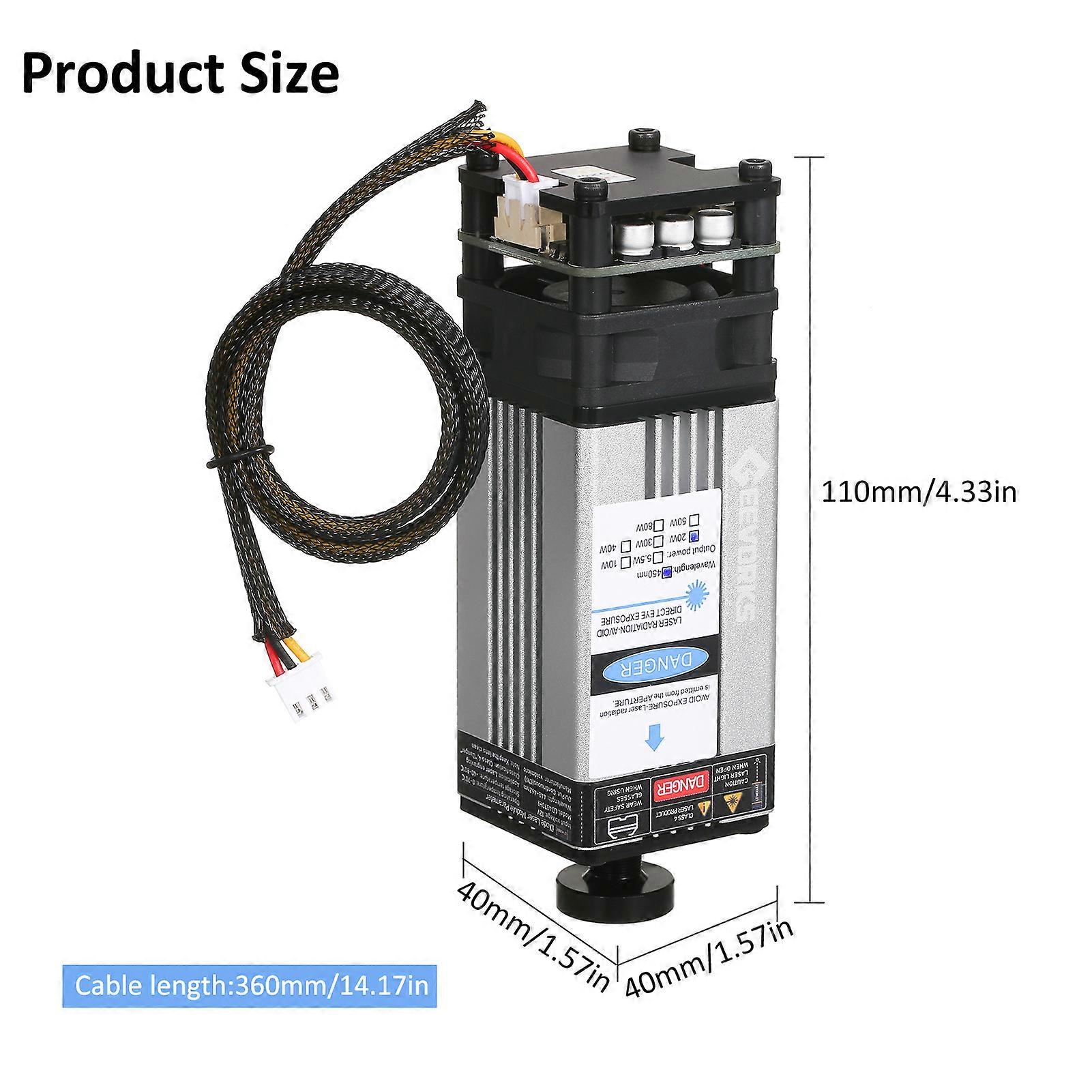 Geevorks 20W Lasermodul 450nm Gravyr Laserhuvud Justerbar Brännvidd Hög Precision Gravyr Plast Läder Trä Akryl För Lasergravyr