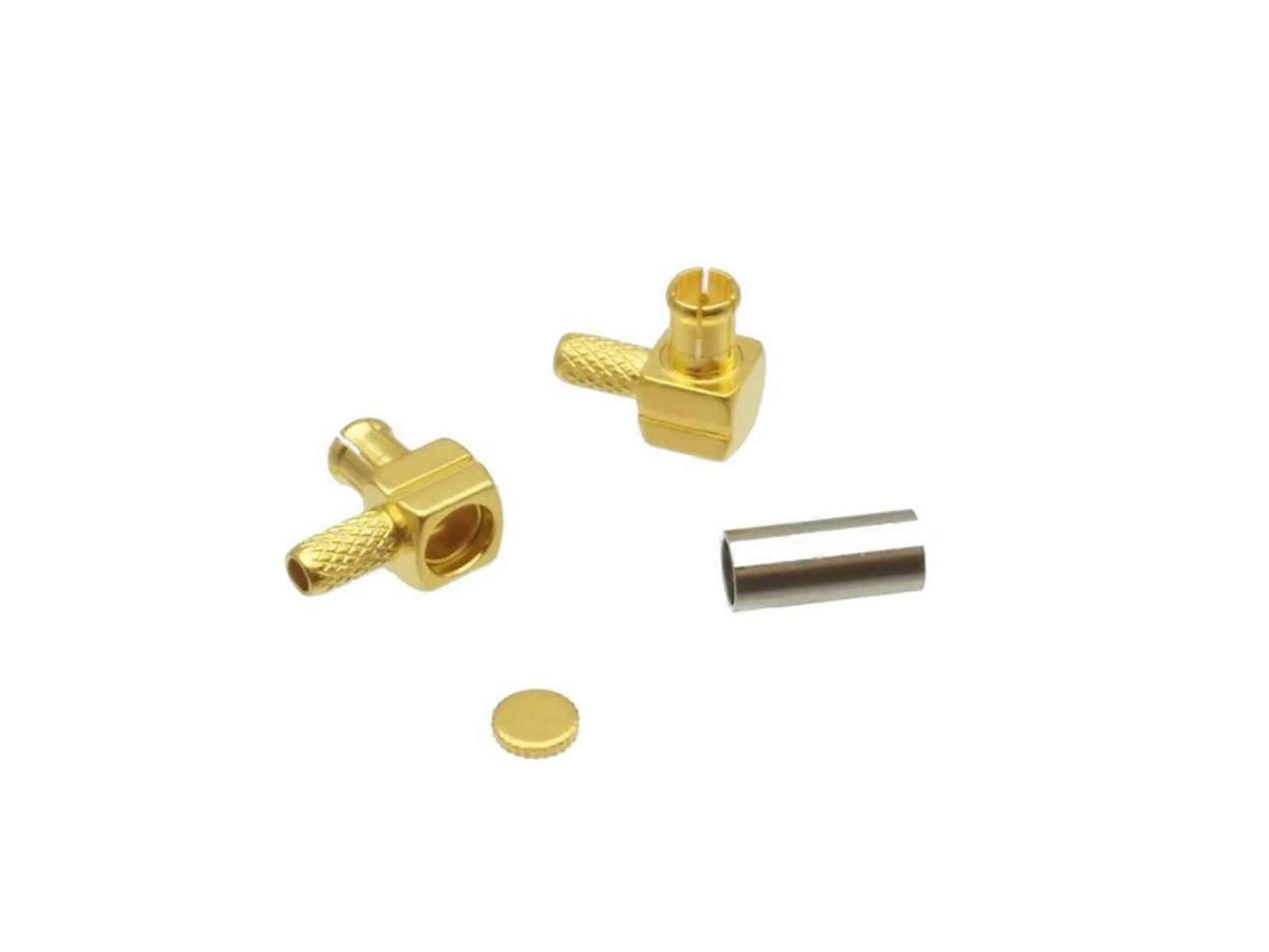 MCX Connector Crimp 75 Ohm Adapter for RG174 RG316 LMR100 Cable - Right Angle Coaxial Connector 2 Pack
