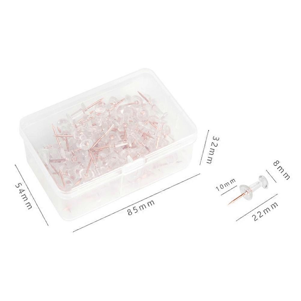 Clear Tacks Decorative Pushpin Rose Gold Office Workers Drawing Pin 2.2x0.8cm Map Marking 1 Set