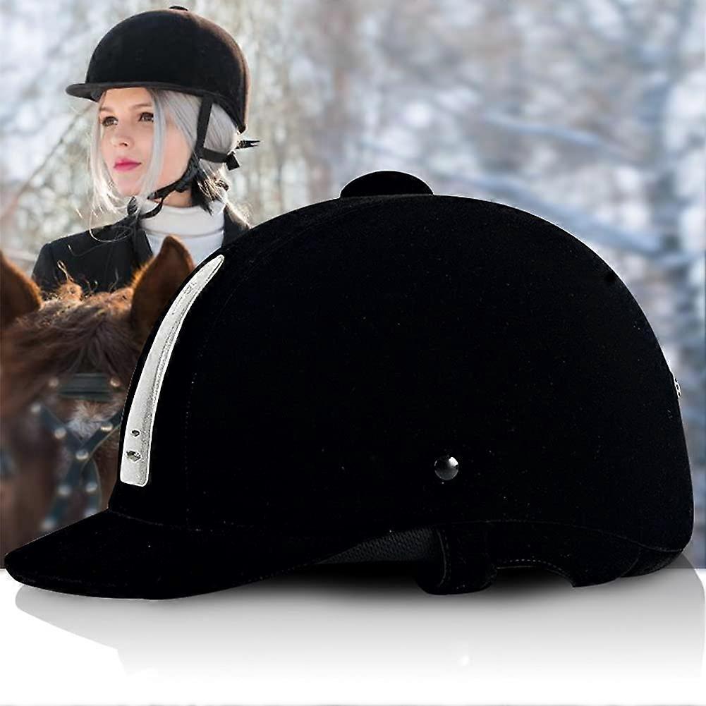Casque d’équitation pour sports équestres, casque de protection pour hommes et femmes, taille 56 cm avec bordure argentée
