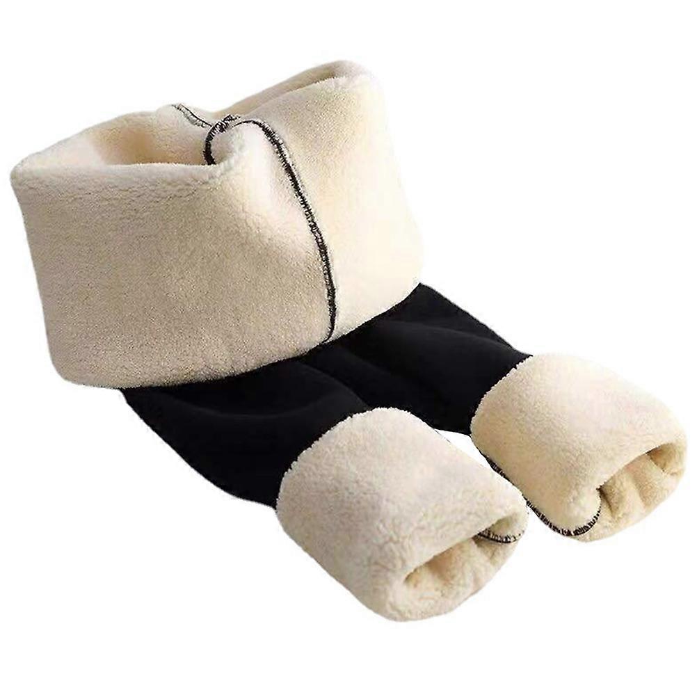 Fleece Lined Leggings High Waist Warm Tights For Women Thermal Tights Winter Black L 1Set