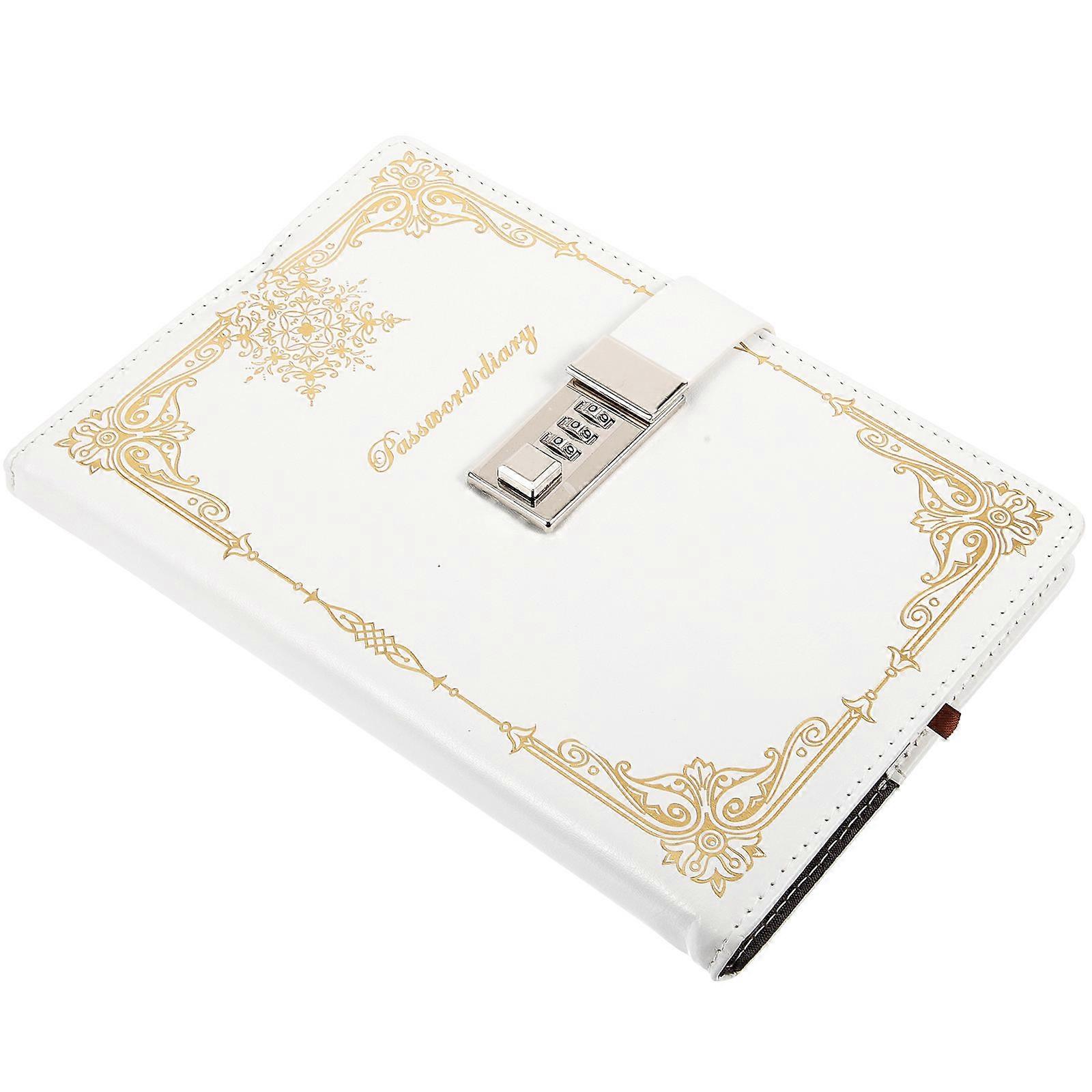 Code Lock Notebook White Rectangular Shape For Recording Memories Daily Life 22x15cm 300 Pages 1Pcs