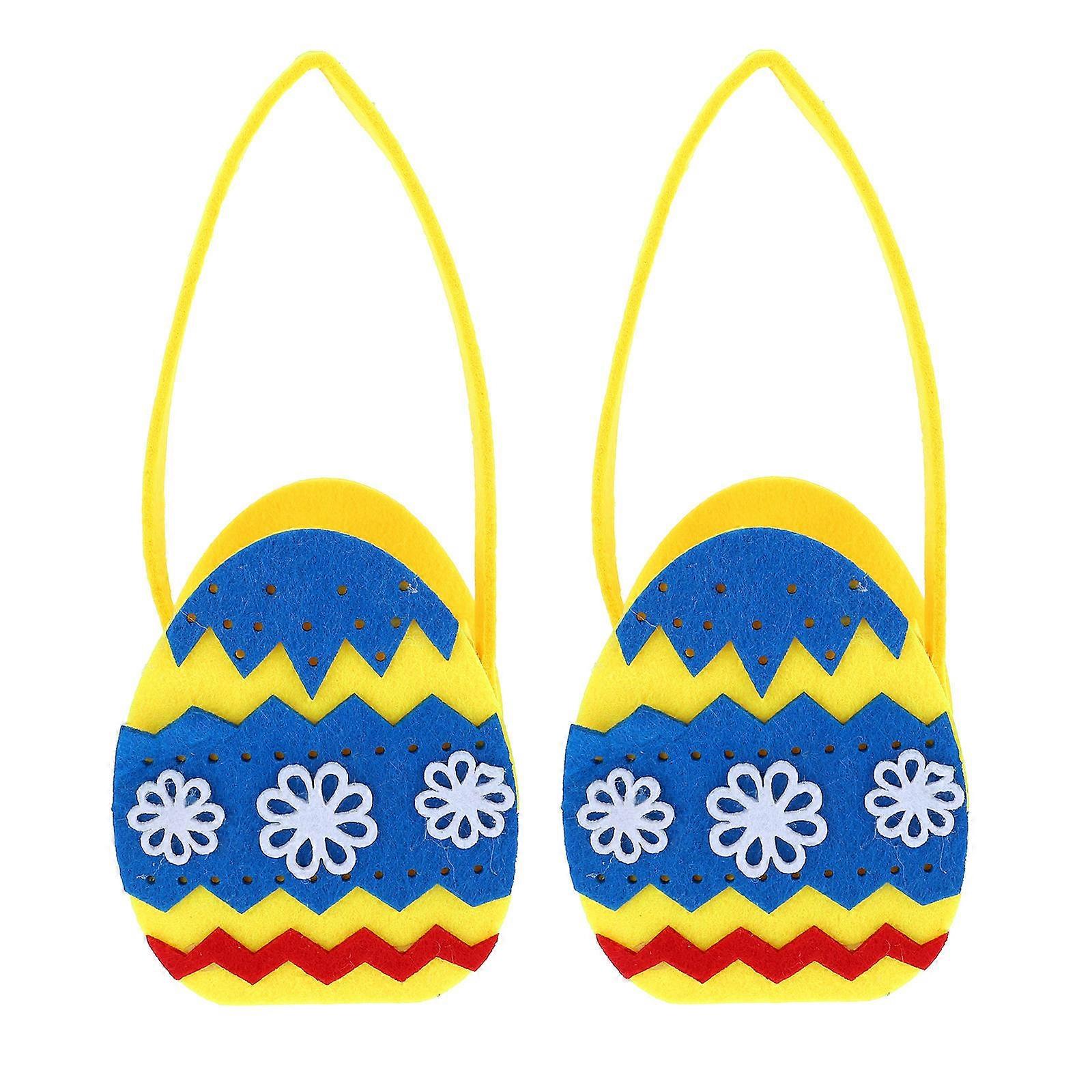 Adorable Basket Non-Woven Fabric Baskets Easter Decorations Multi-Colored 12X10CM Storage 2Pcs