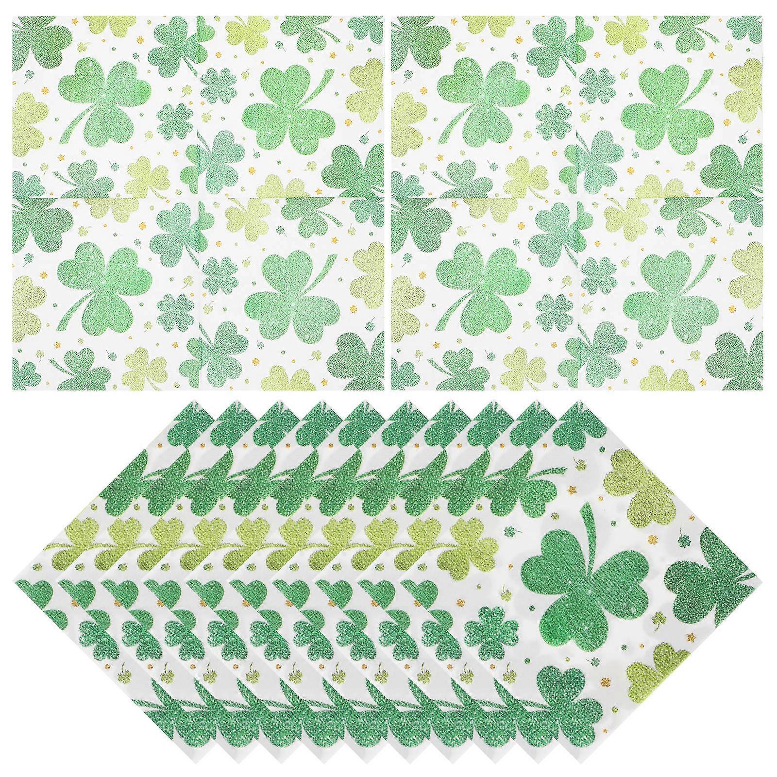 Shamrock Shaped Napkins Patricks Day Elegant and Simple Tableware Decorative Tissue Parties 16.50X16.50X1.50CM 20Pcs