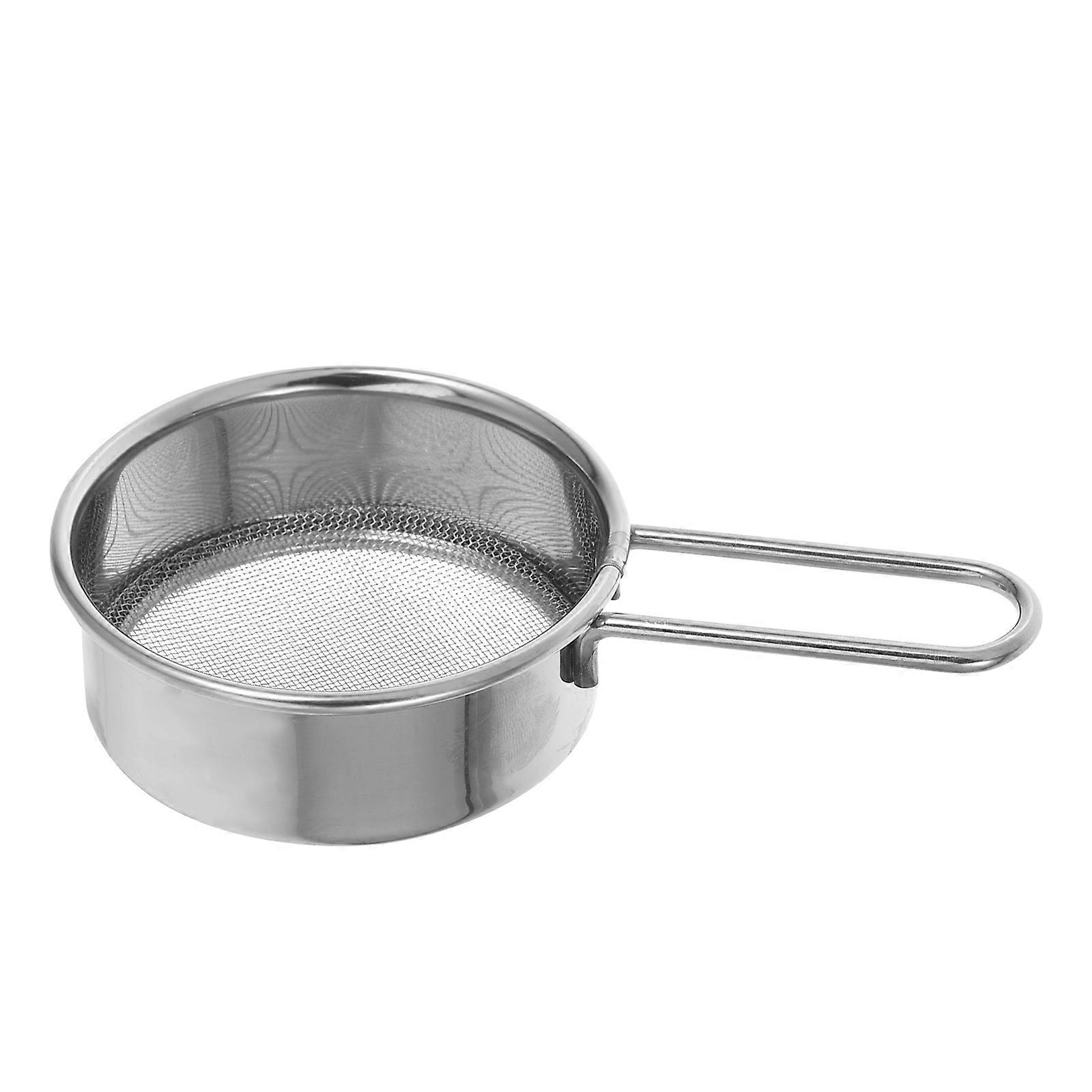 Flour Filter Sieve Small Strainer Handheld Mini Flour Sifter Duster Baking Sourdough Tools Supplies Powder Dispenser Stainless Steel Silver