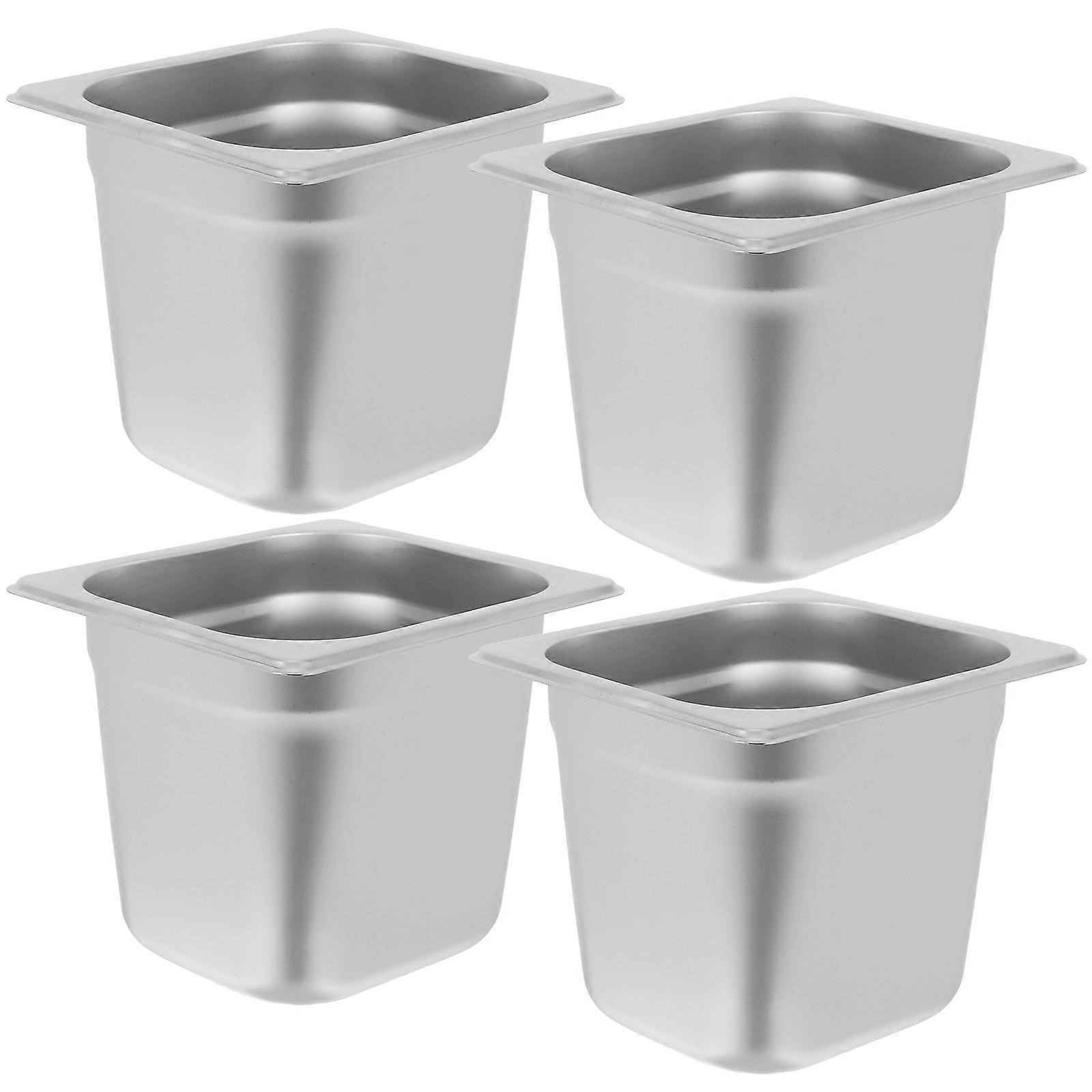 Stainless Steel Steam Pan for Kitchen 4Pcs Durable Hotel Buffet Tableware